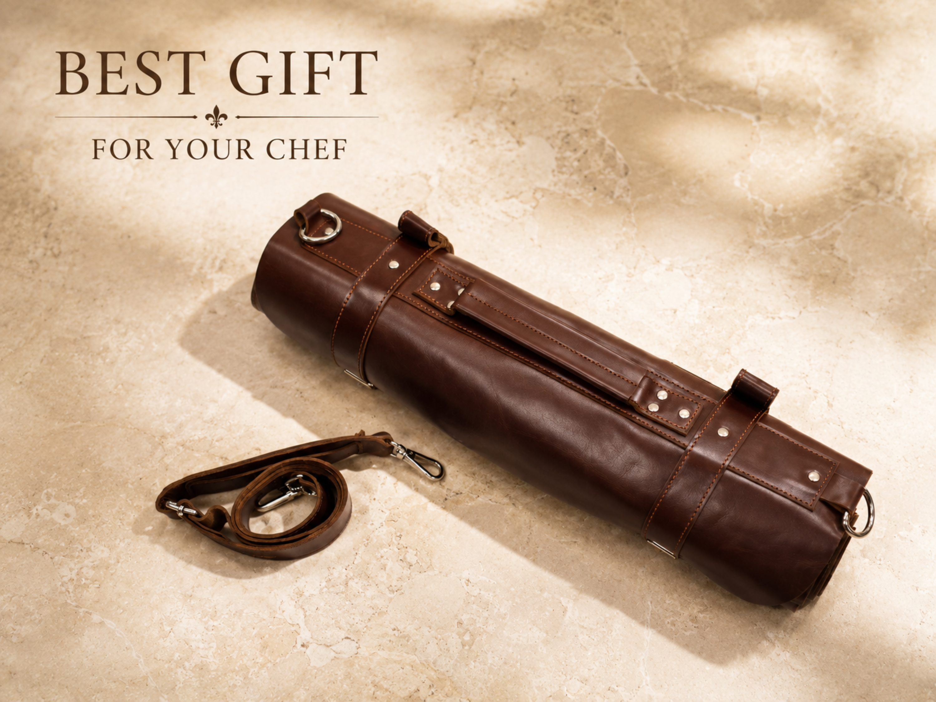 Premium Brown Leather Chef Roll – 16-Slot Knife Holder, Portable Cutlery Storage, Travel Kitchen Wrap Bag, Gift for Professional Chefs & Culinary Enthusiasts (Copy)