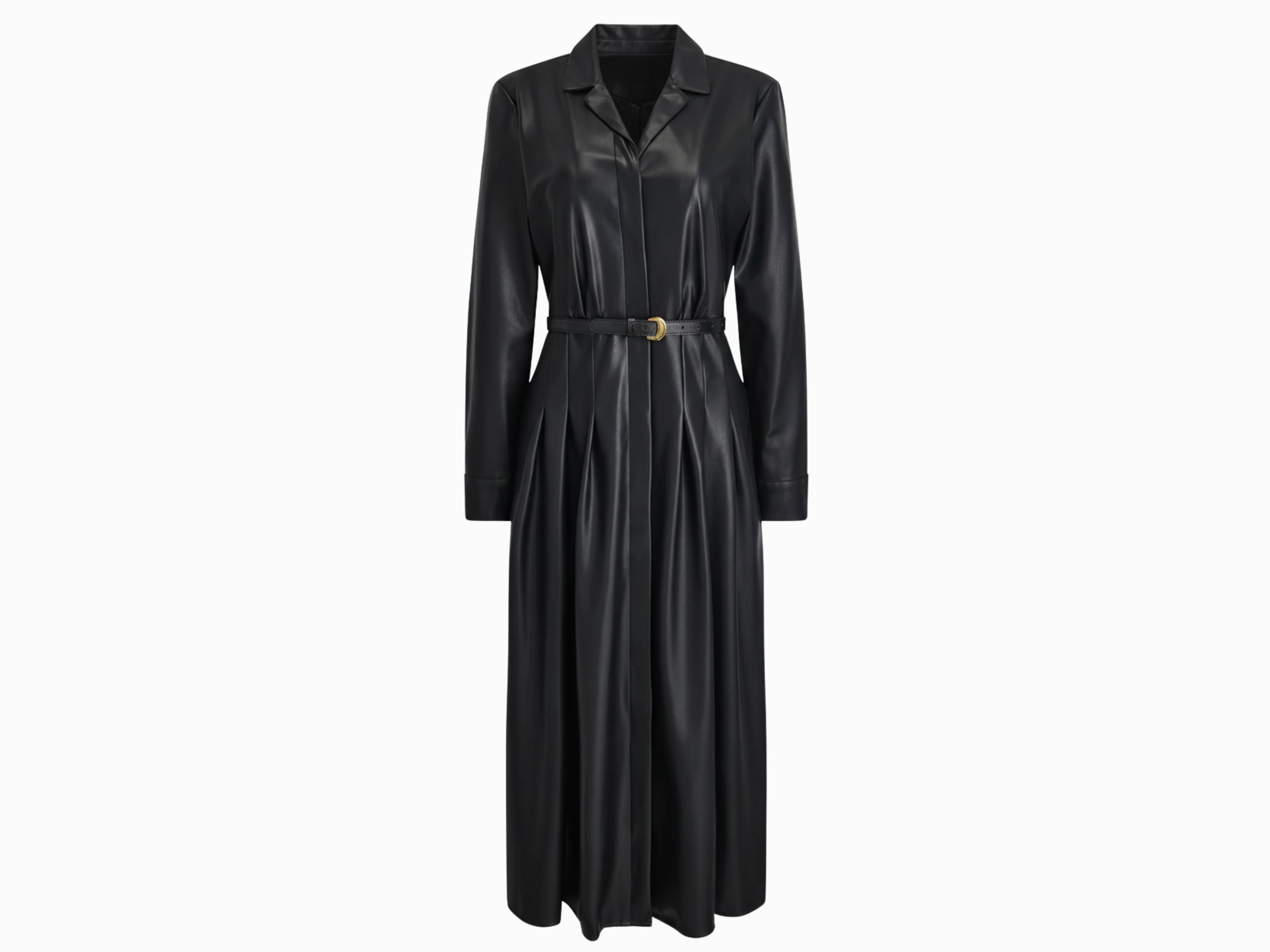 Leather Midi Shirt Dress – Black & Brown | Unique Women Style | Fall Style Gifts | Luxury Leather Anniversary Gifts for Her