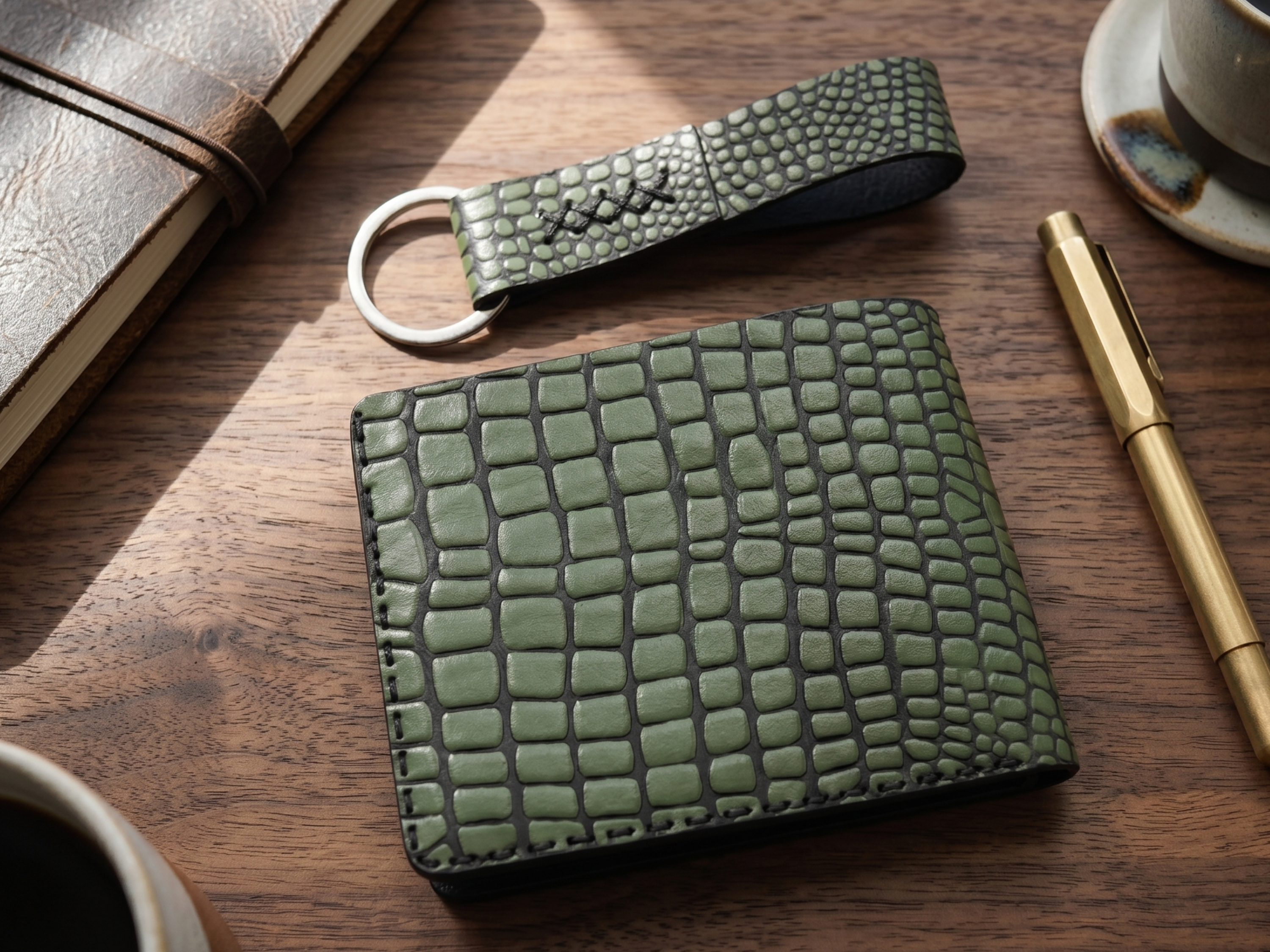 Engraved premium handmade crocodile leather wallets with bifold card holder exotic wallets dad gifts for him