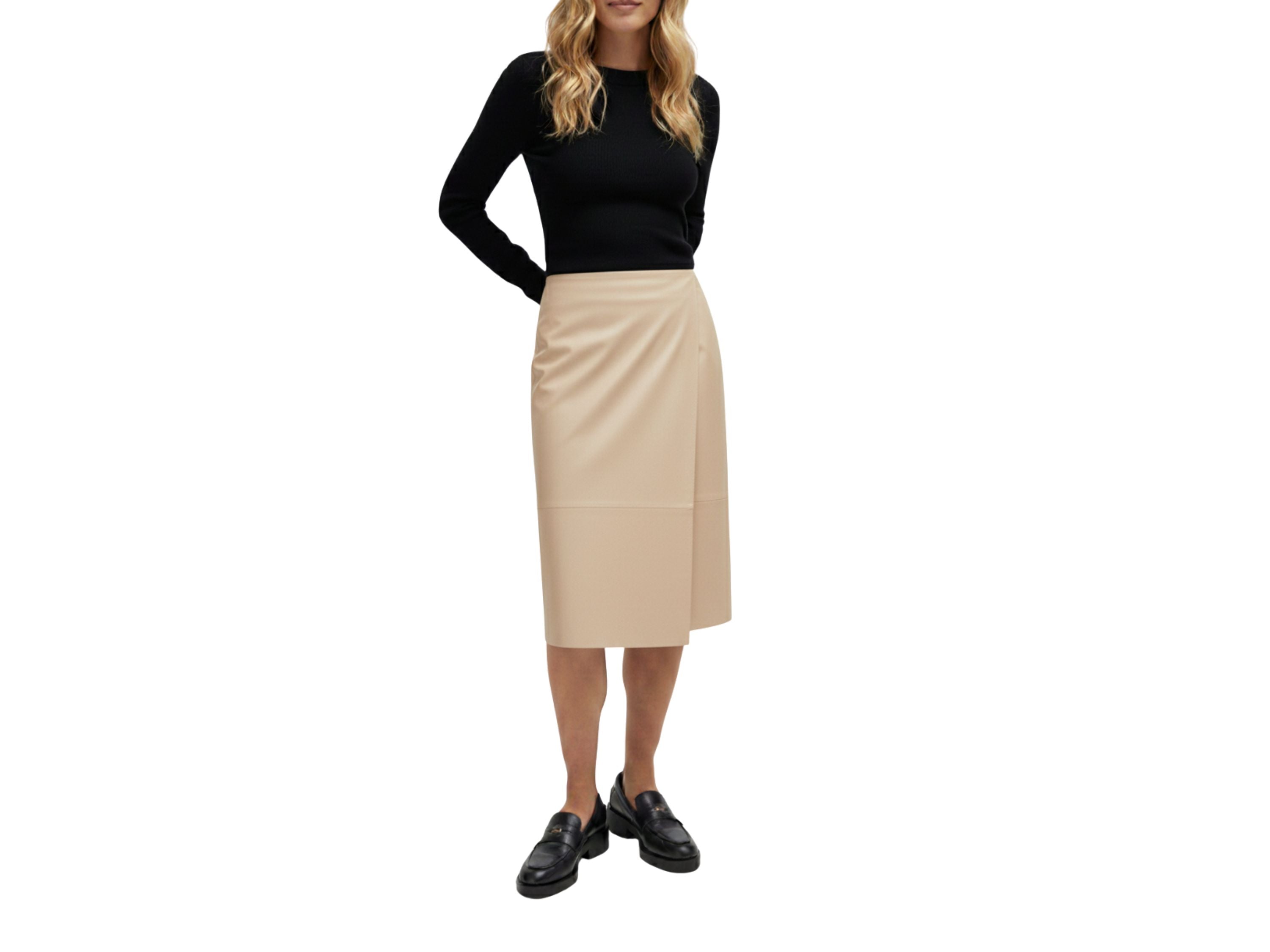 Leather Wrap Skirt Midi style Black, Beige & Burgundy Lamb skin Leather Skirt, Womens Clothing, Christmas Gift luxury corporate gift