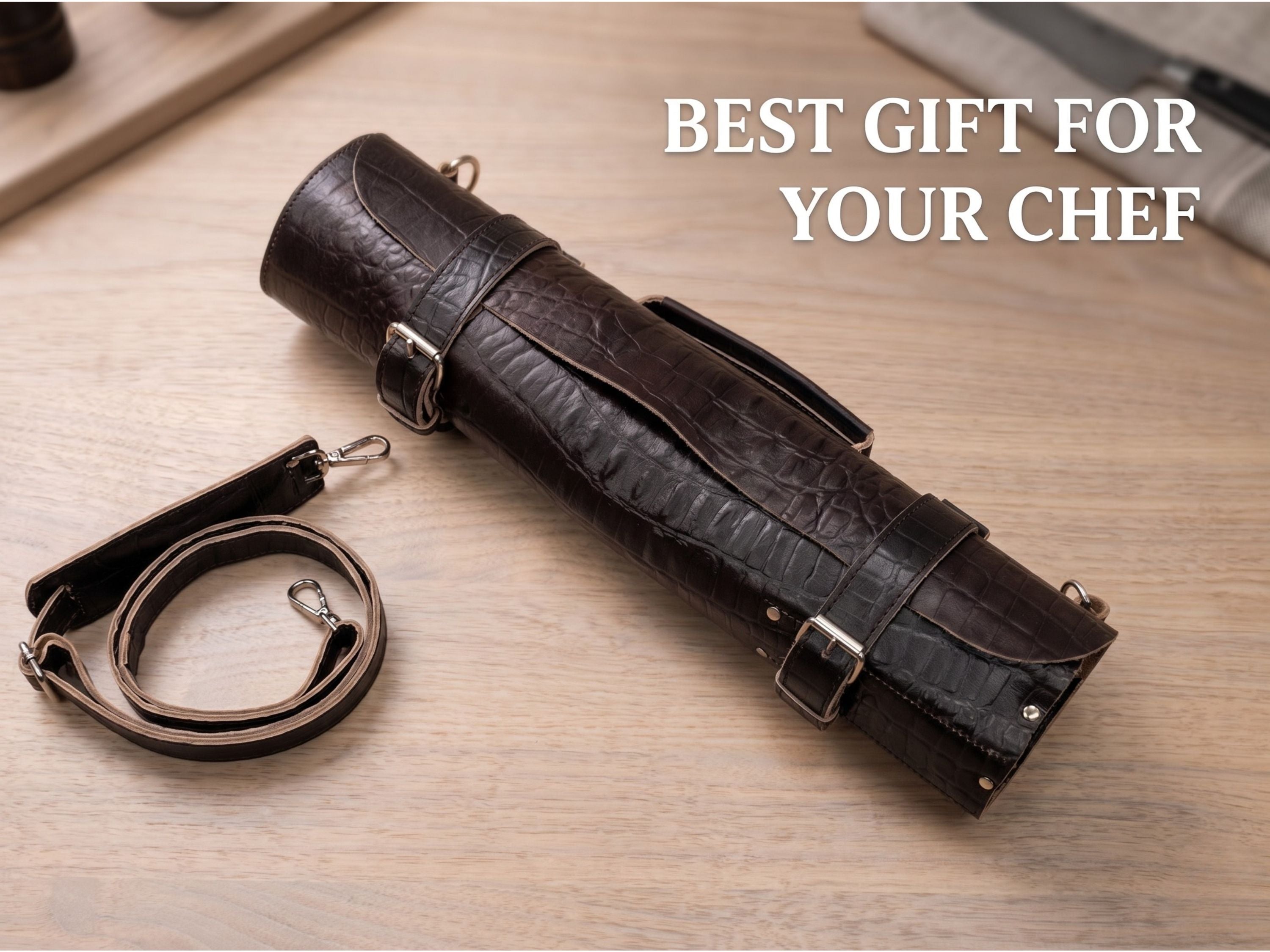 Crocodile real leather knife roll 16 slots of portable cutlery knives bag roll with long stripes kitchen accessories graduation gifts