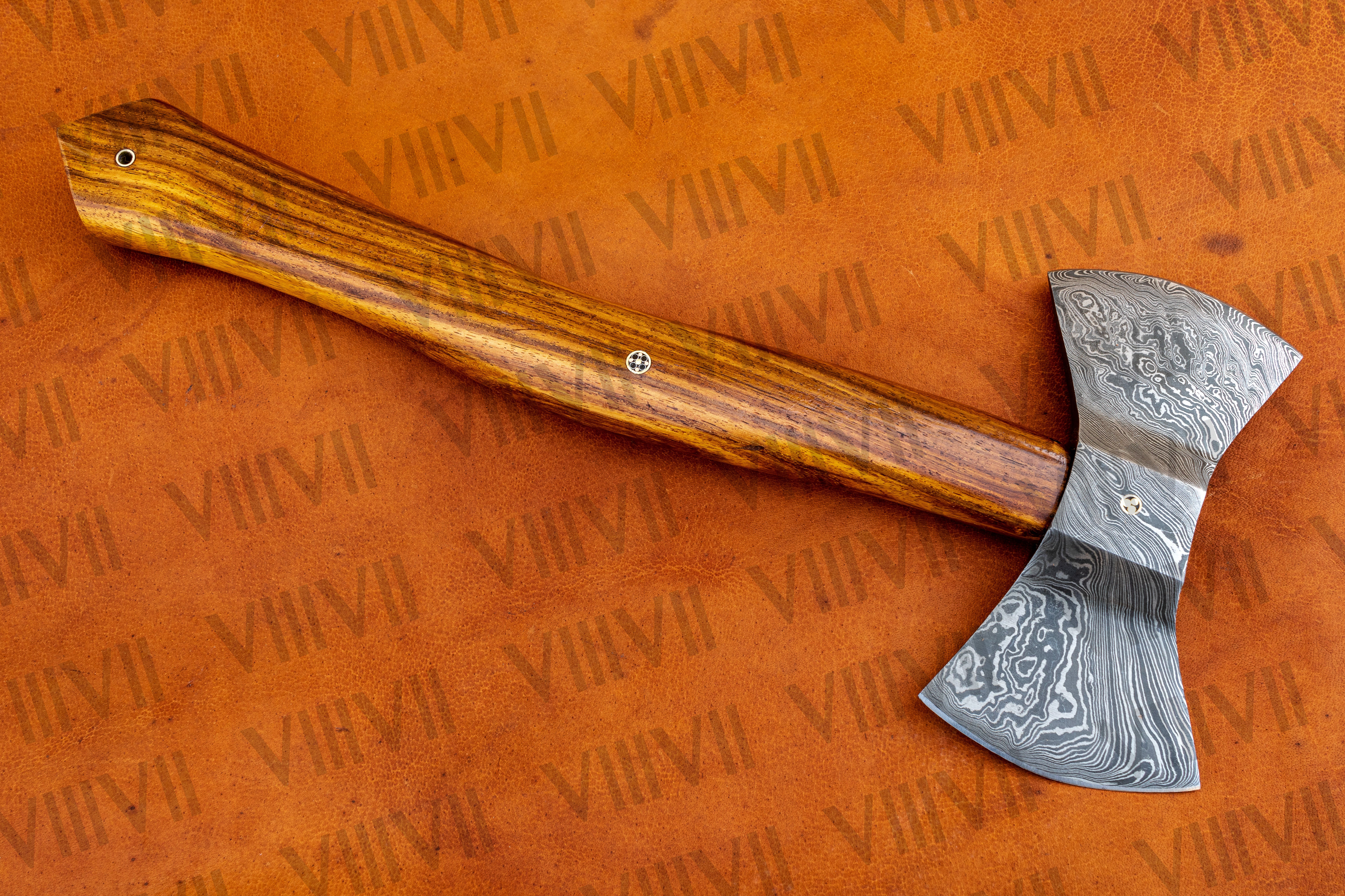 Handmade Damascus Steel Double Bit Axe with Rosewood Handle – Perfect for Outdoor Enthusiasts, Durable & Reliable