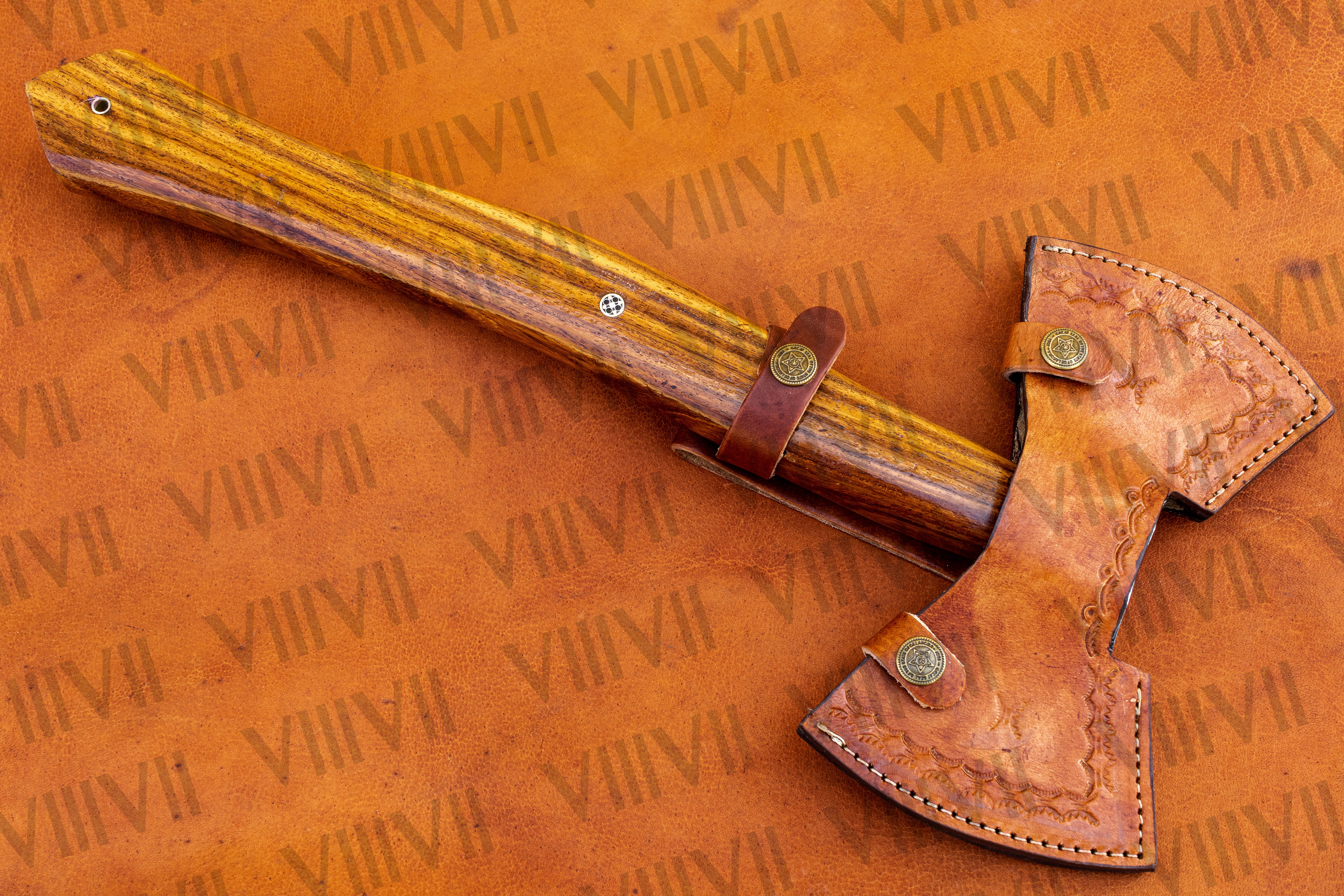 Handmade Damascus Steel Double Bit Axe with Rosewood Handle – Perfect for Outdoor Enthusiasts, Durable & Reliable