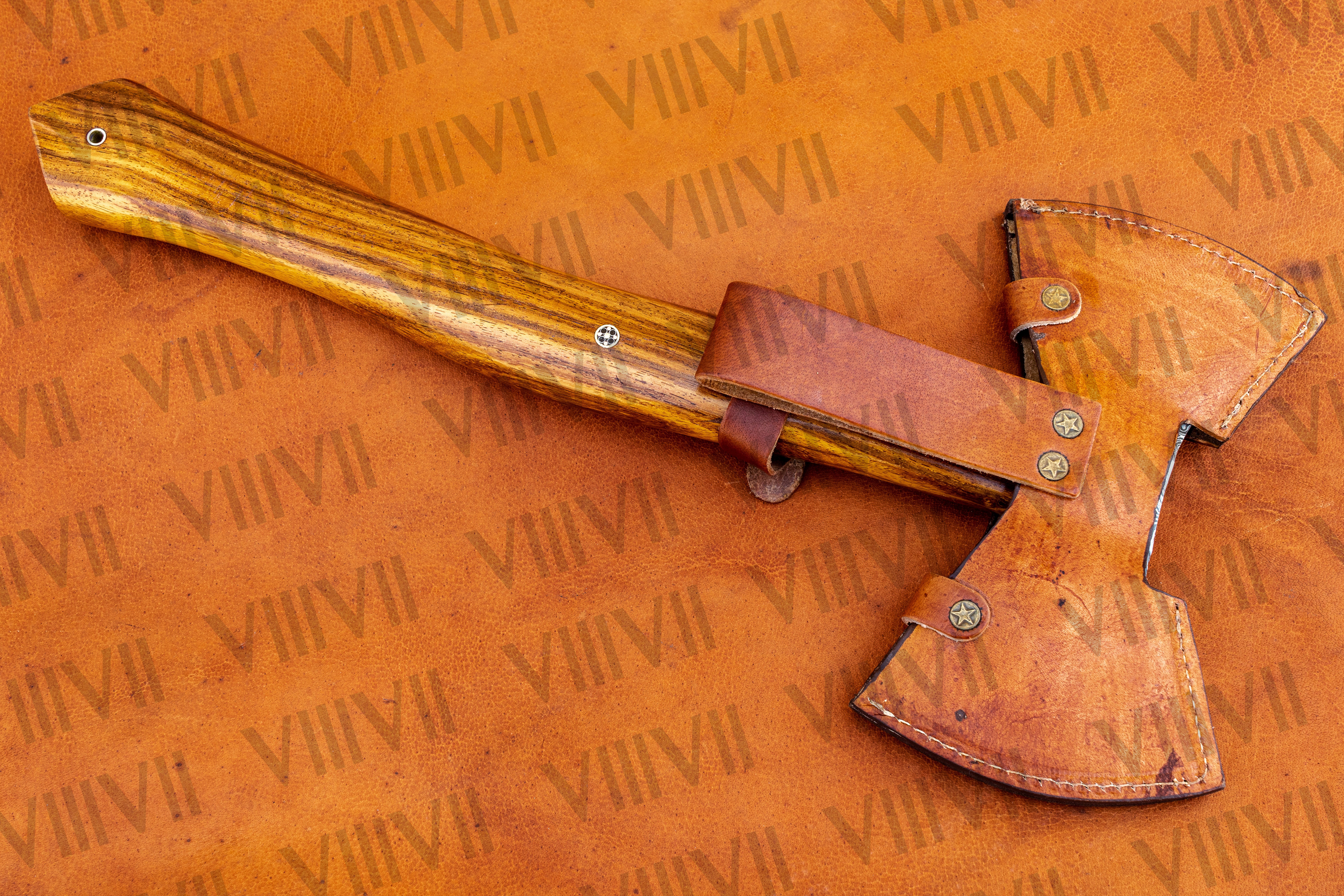 Handmade Damascus Steel Double Bit Axe with Rosewood Handle – Perfect for Outdoor Enthusiasts, Durable & Reliable