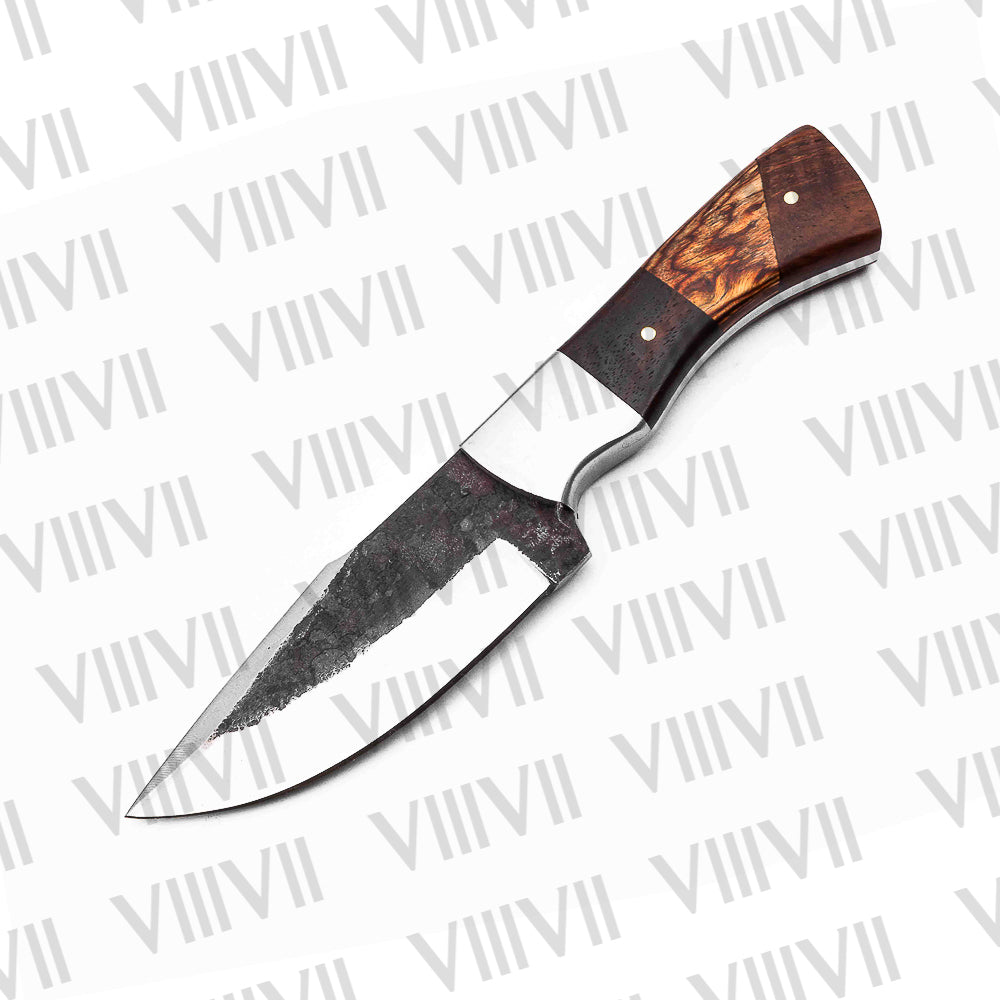 Handmade Stainless Steel Hunting Knife – Rosewood Handle & Forged Finish | Outdoor Skinning Knife & Gift for Him