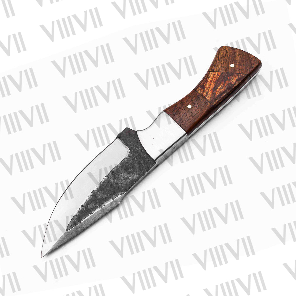 Handmade Stainless Steel Hunting Knife – Rosewood Handle & Forged Finish | Outdoor Skinning Knife & Gift for Him