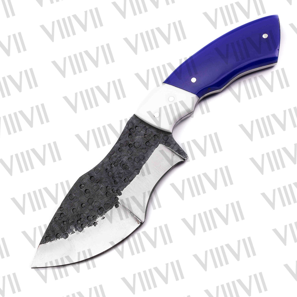 Handmade Hunting Knife – Purple Resin Handle & Forged Stainless Blade | Full Tang Outdoor Knife for Gifting, Skinning & Camping