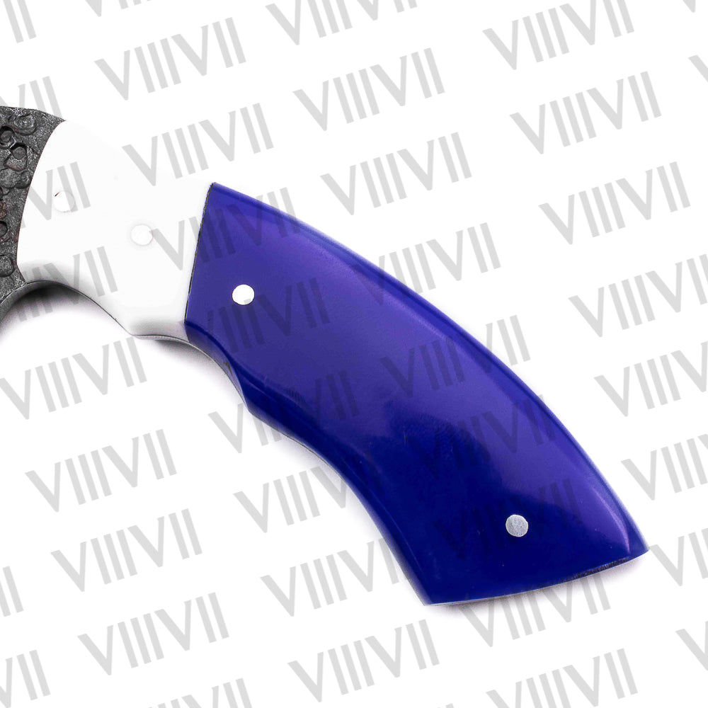 Handmade Hunting Knife – Purple Resin Handle & Forged Stainless Blade | Full Tang Outdoor Knife for Gifting, Skinning & Camping