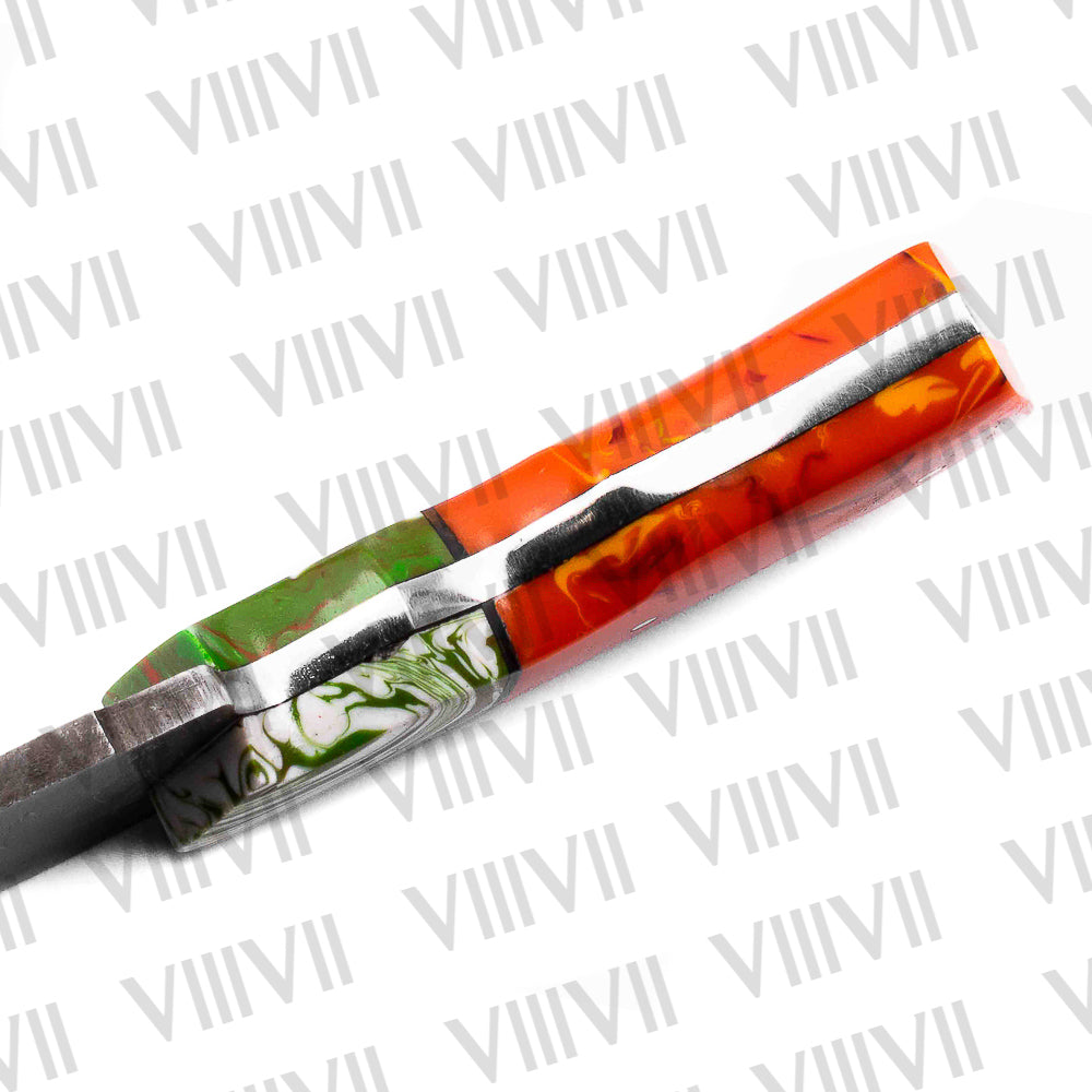 Stainless Steel Skinning Knife – Orange Resin Handle | Full Tang Handmade Knife for Hunting, Camping & Outdoor Gifts