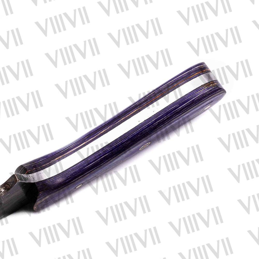 Damascus Steel Skinning Knife – Purple Wood Handle | Hand Forged Full Tang Hunting Knife for Outdoor Use & Gifts