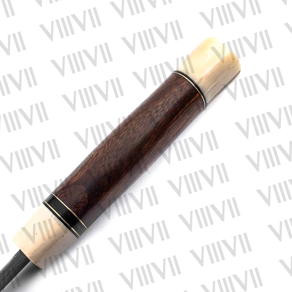 Seax Knife in Damascus Steel – Handmade Viking Blade with Bone & Rosewood Handle