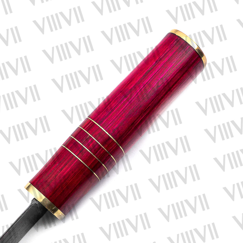 Birka Knife in Damascus Steel – Handmade Viking Seax with Pink Wood Handle