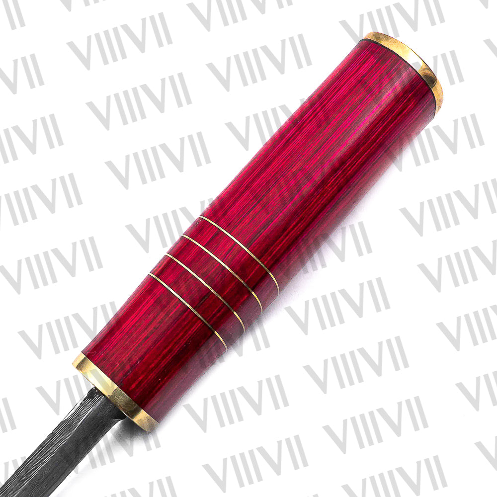 Birka Knife in Damascus Steel – Handmade Viking Seax with Pink Wood Handle