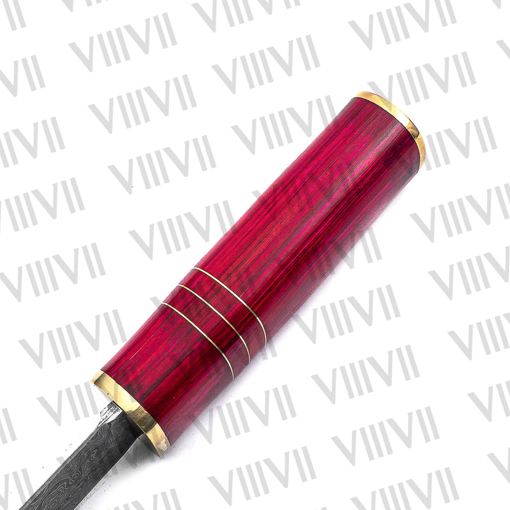 Damascus Steel Birka Knife – Handmade Viking Seax with Pink Wood Handle for Cosplay, Reenactment & Gifting