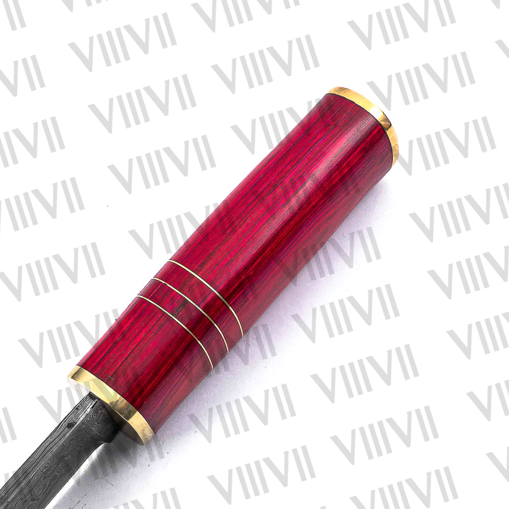 Damascus Steel Birka Knife – Handmade Viking Seax with Pink Wood Handle for Cosplay, Reenactment & Gifting