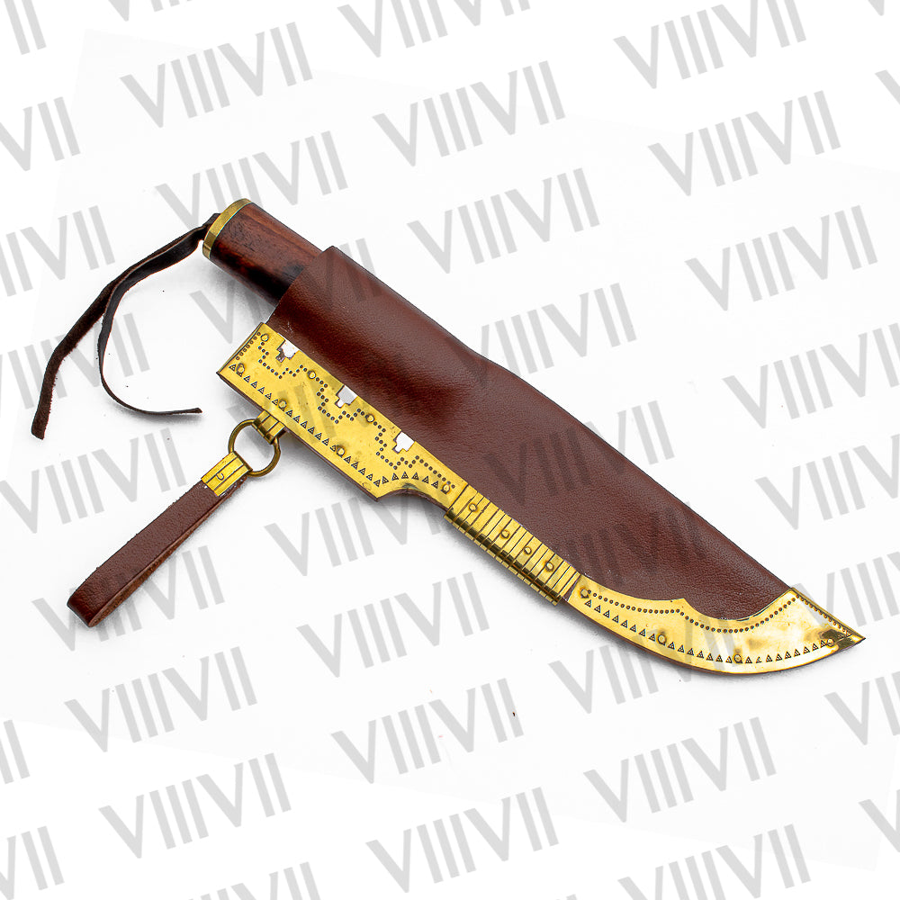 Viking Knife with Damascus Steel Blade | Rosewood & Bone Handle | Norse Pattern Design