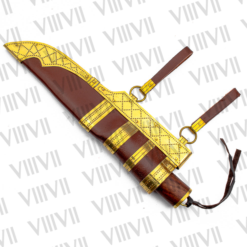 Viking Knife with Damascus Steel Blade | Bone & Wood Handle | Hand Engraved Norse Pattern