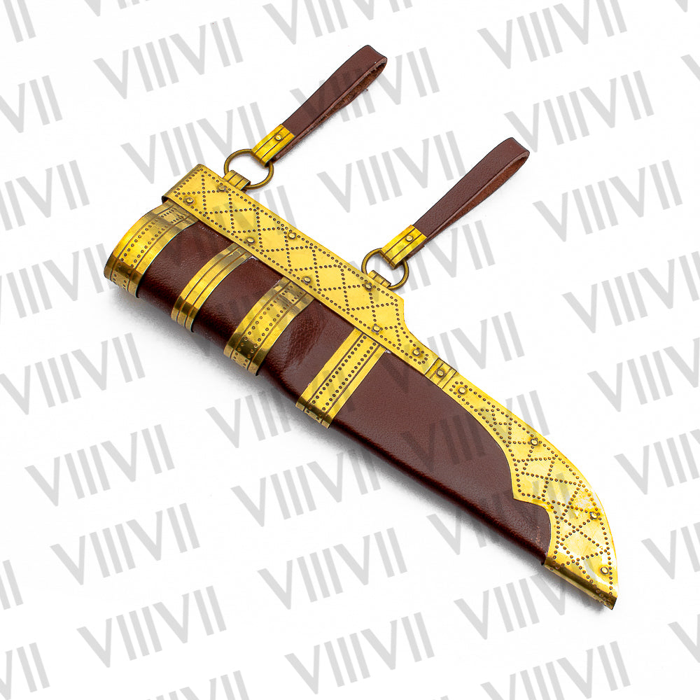 Viking Knife with Damascus Steel Blade | Bone & Wood Handle | Hand Engraved Norse Pattern