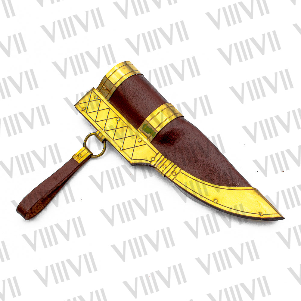 Viking Knife with Ash Wood Handle | Handcrafted Blade & Decorative Leather Sheath