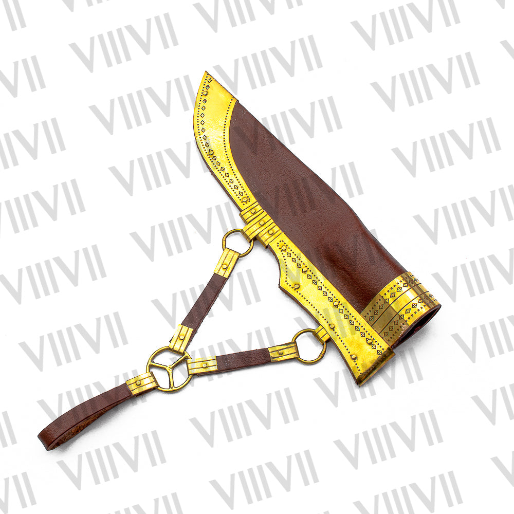 Viking Knife with Stainless Steel Blade | Engraved Bone Handle & Brass-Decorated Leather Sheath