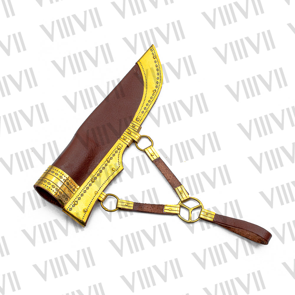 Viking Knife with Stainless Steel Blade | Engraved Bone Handle & Brass-Decorated Leather Sheath