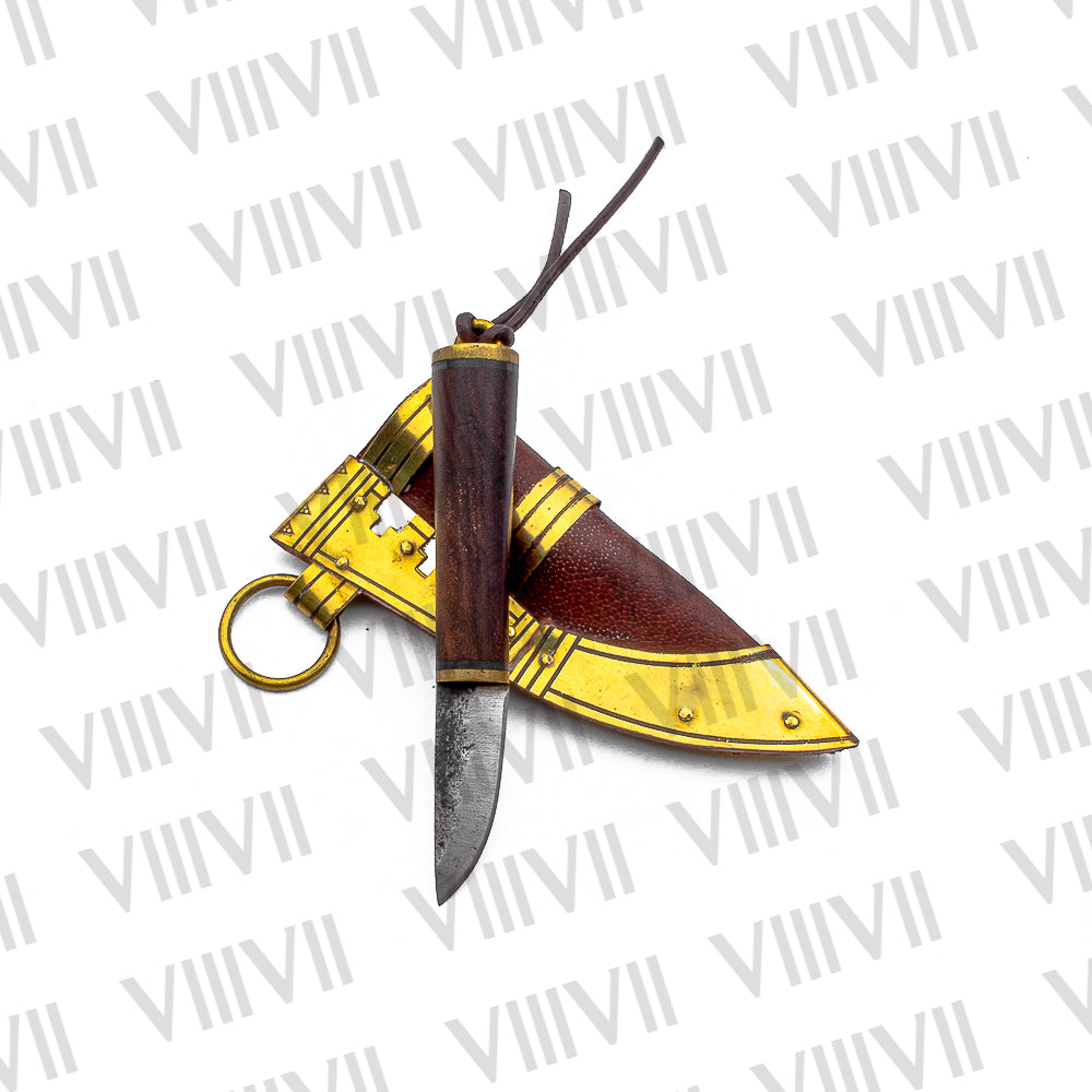 Fibula Norse Viking Knife with Brass-Decorated Leather Sheath | Historical Reenactment & LARP Ready