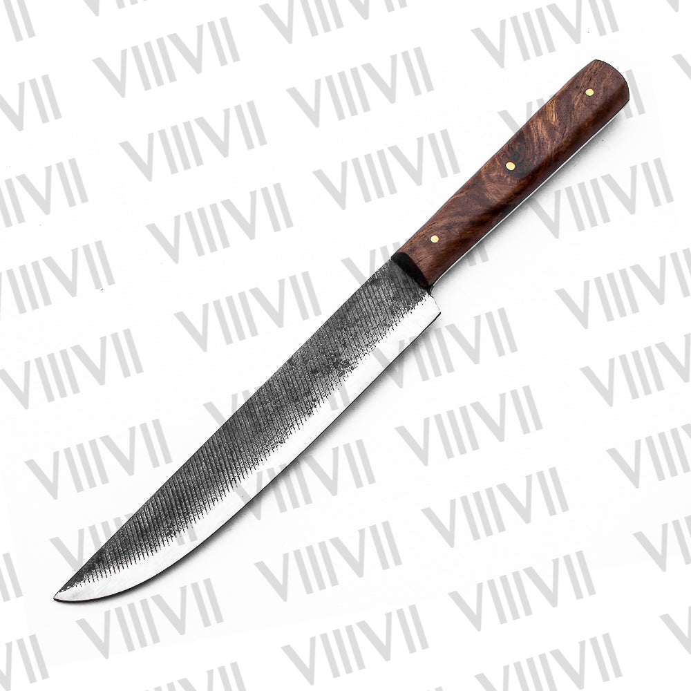 Medieval Chef Knife – File Steel Blade & Rosewood Handle | Rustic Gift for Him & Outdoor Cooking