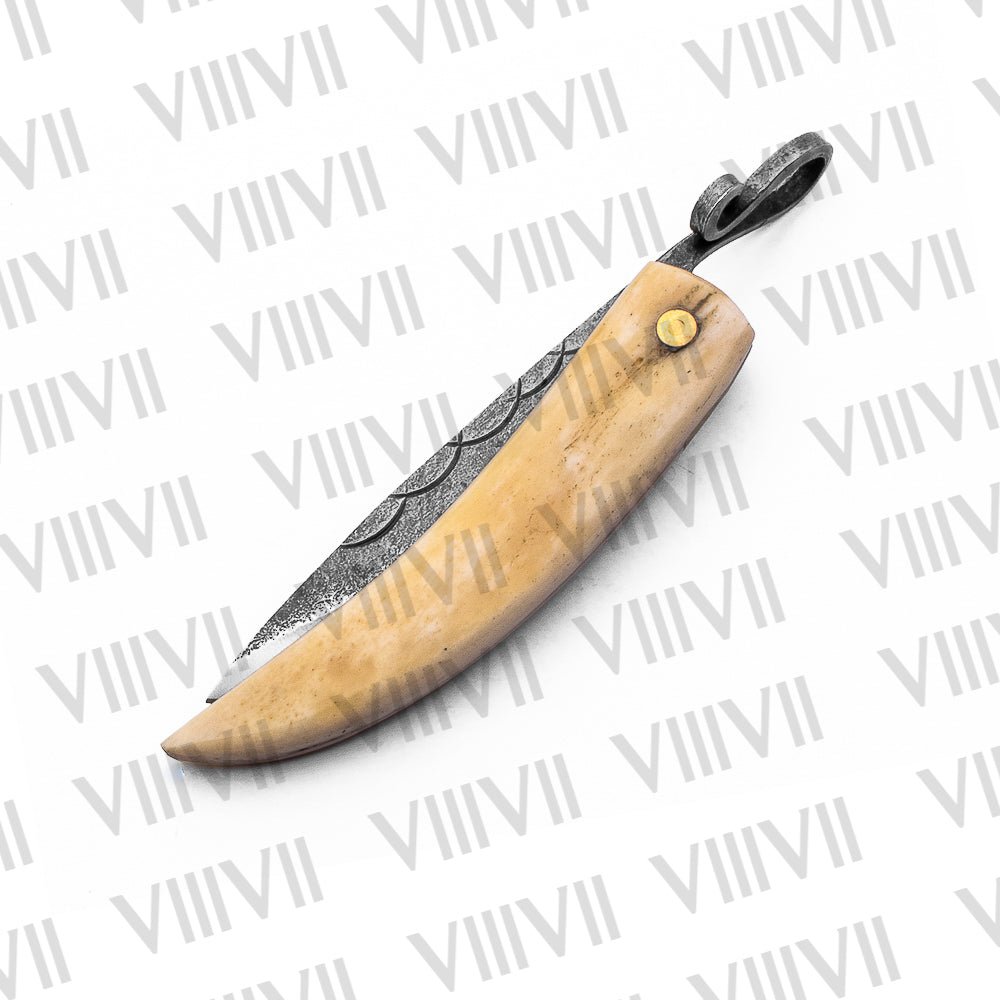 Hand Forged Viking Pocket Knife | Bone Handle Folding Blade | Norse EDC Gift for Him
