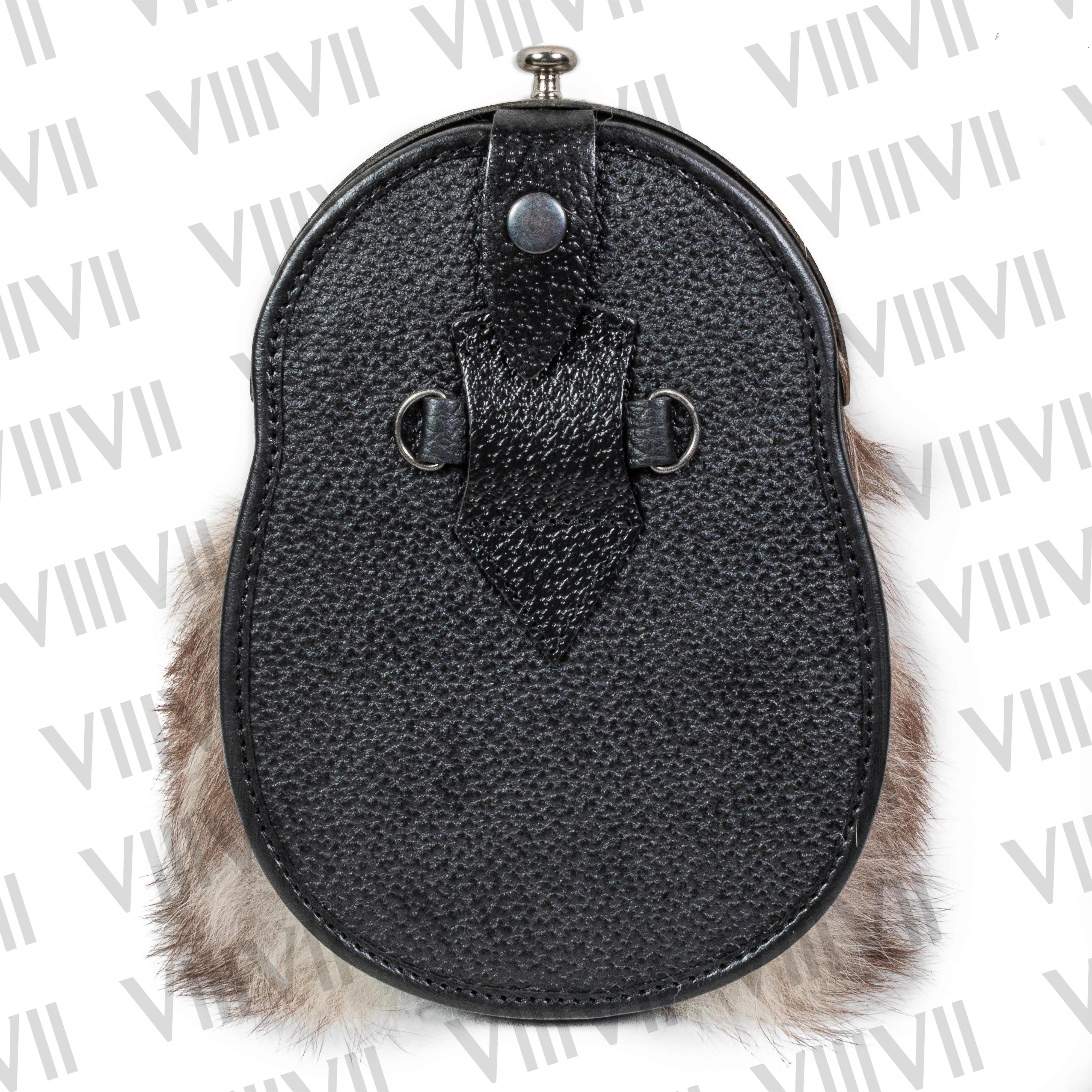 Brown Fox Fur Sporran with Antique Stag Cantle and Genuine Leather Handmade Scottish Kilt Accessory for Weddings and Highland Wear