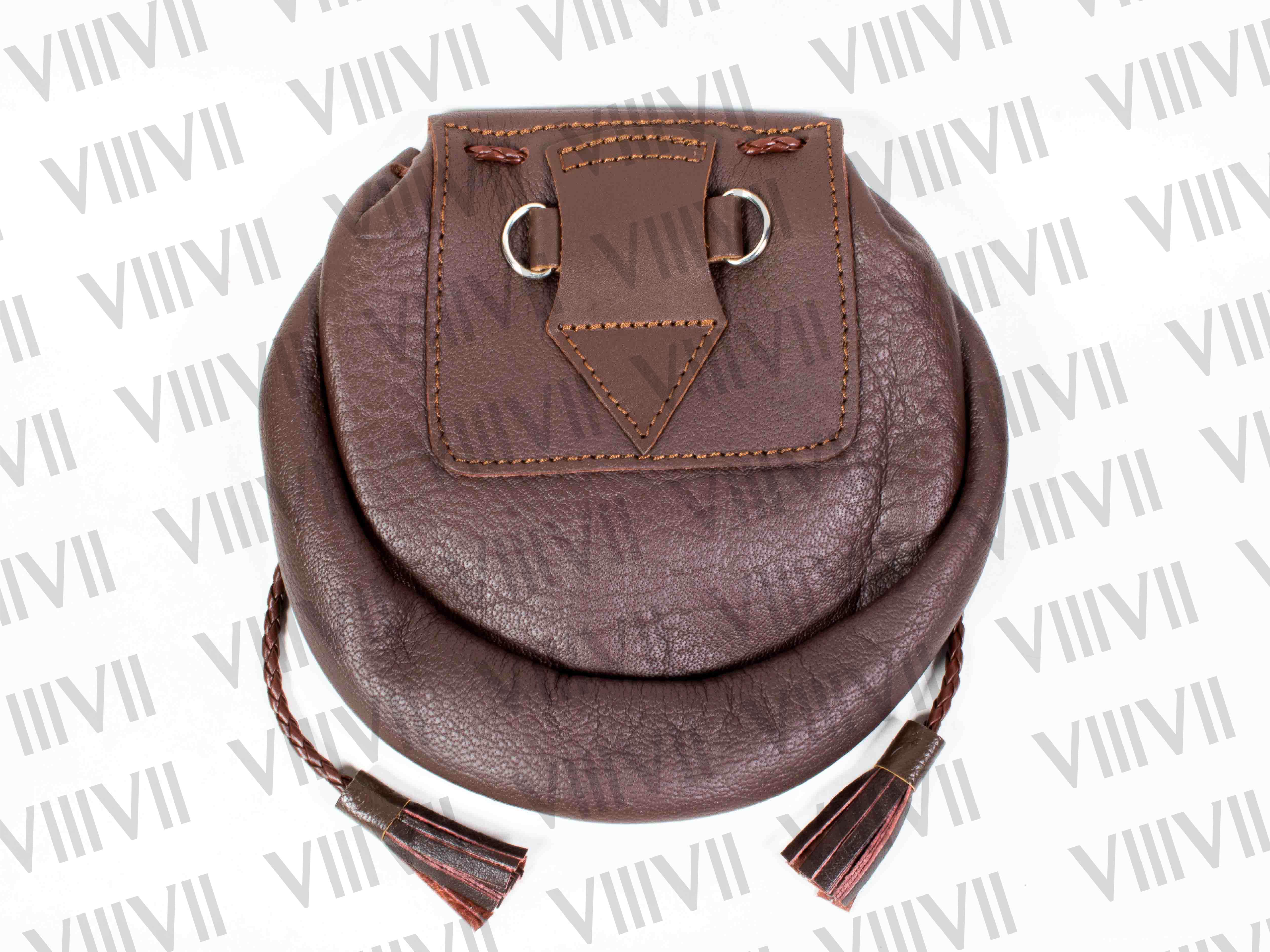 Brown Rob Roy Sporran Handmade Genuine Leather Highland Pouch for Kilt Outfit, Scottish Weddings, Games & Clan Events