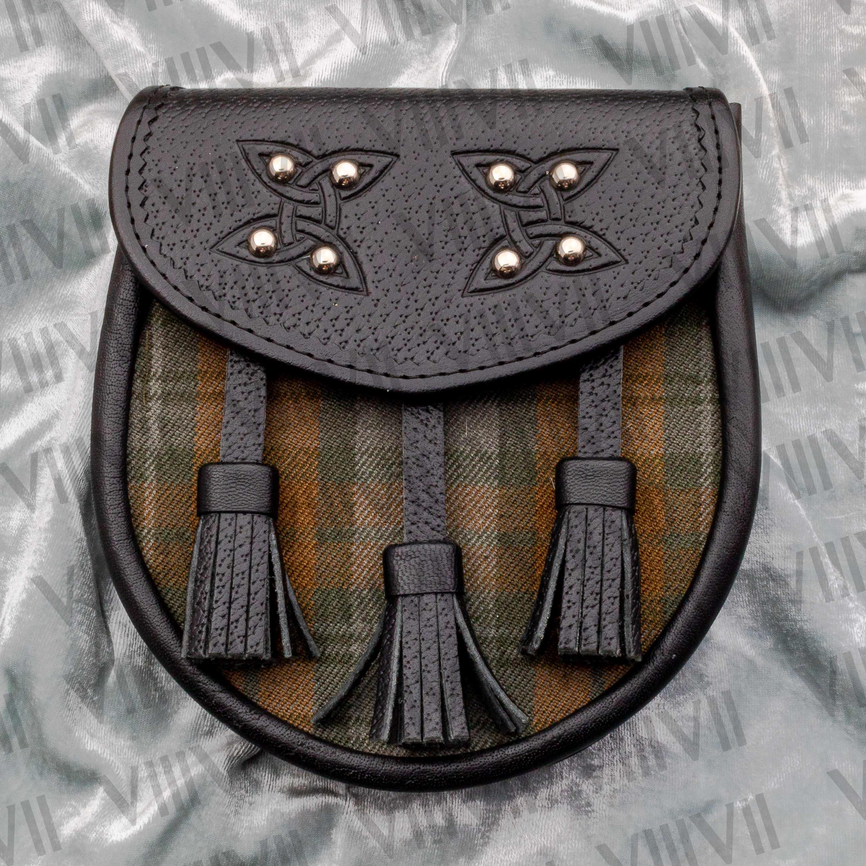 Scottish Clan Sporran Crafted from Genuine Leather and Tartan Traditional Highland Kilt Accessory for Games, Parades & Events