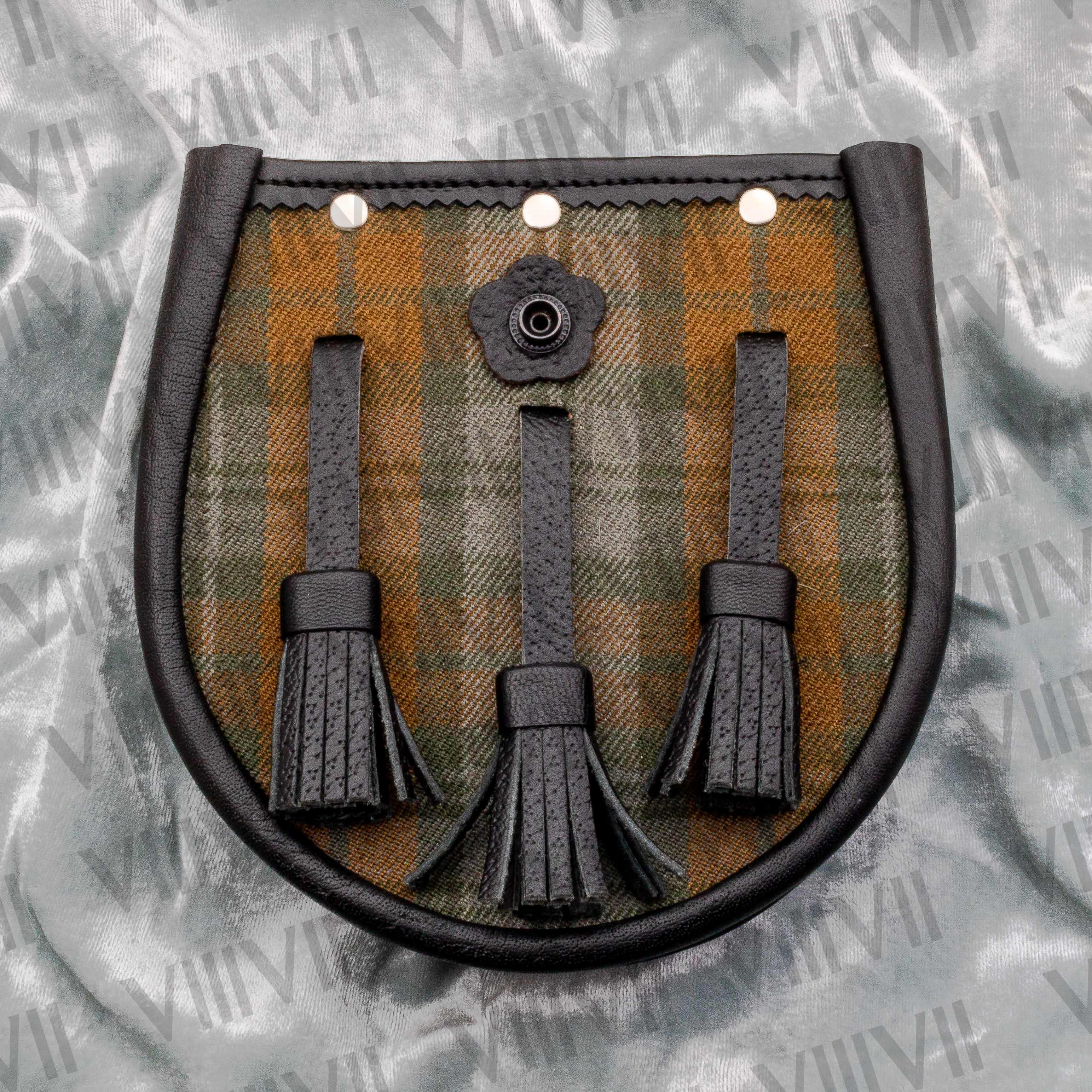 Scottish Clan Sporran Crafted from Genuine Leather and Tartan Traditional Highland Kilt Accessory for Games, Parades & Events