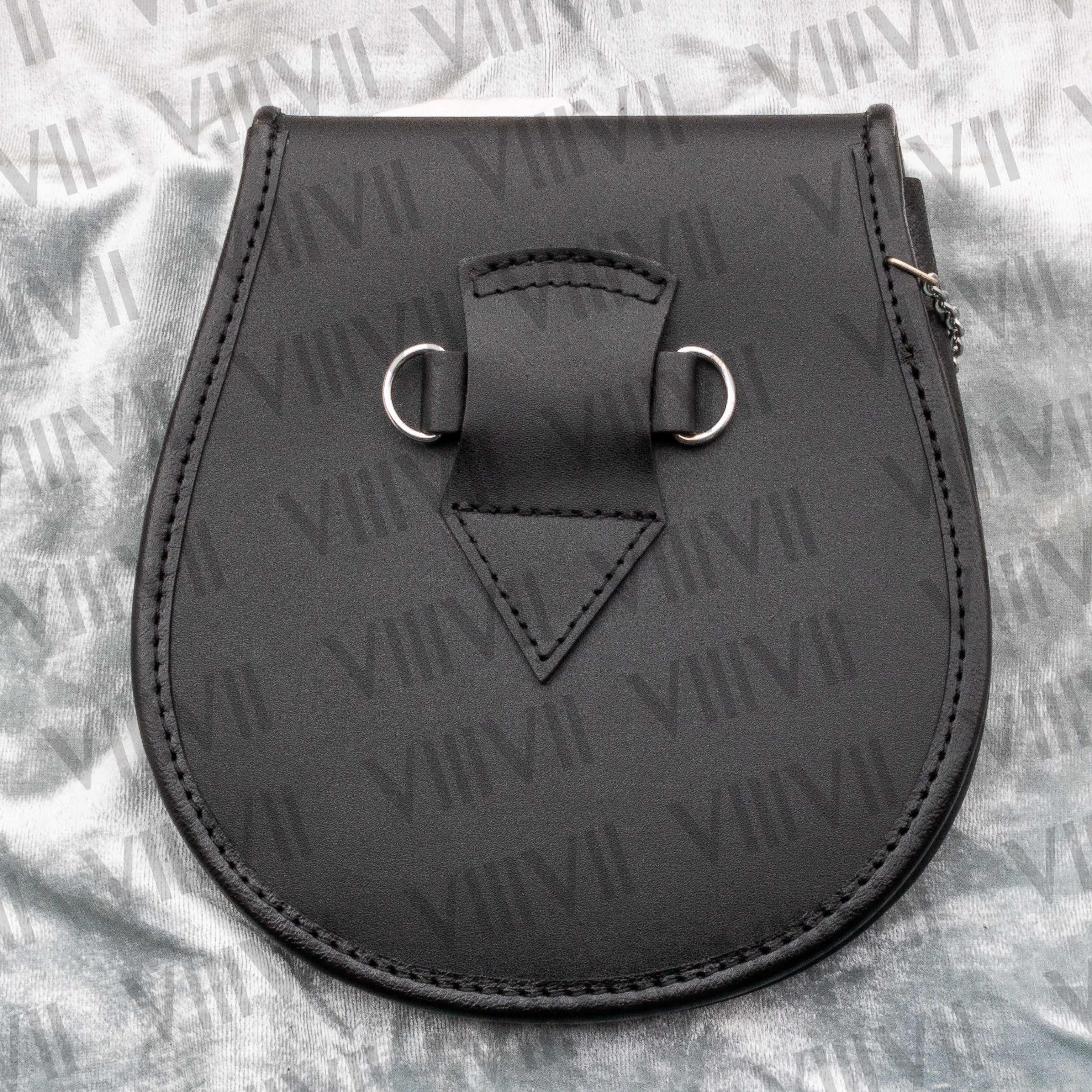 Celtic Embossed Leather Sporran Full Day Sporran for Kilt Genuine Cowhide Leather with Chrome Pin Lock Scottish Highland Accessory