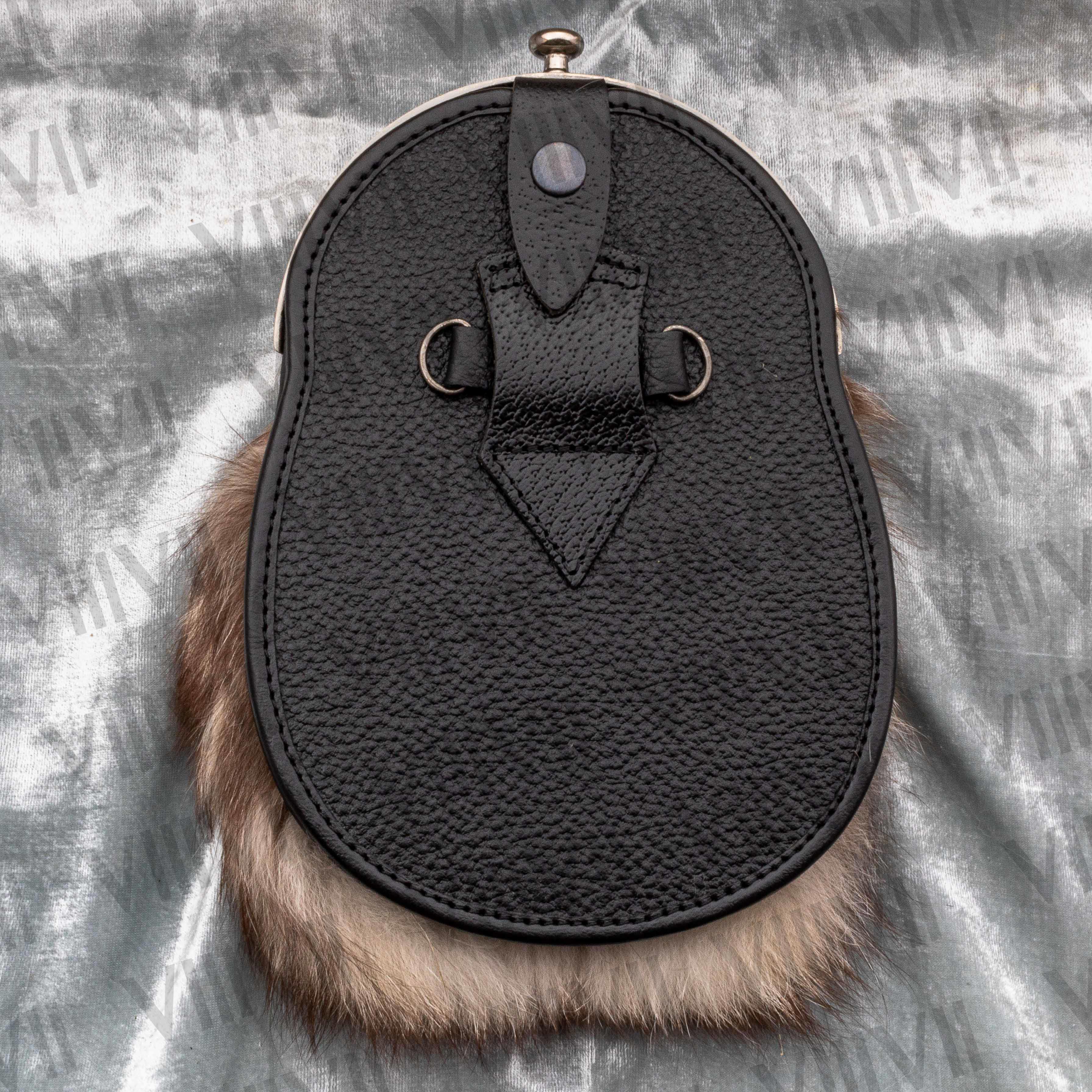 Brown Fox Fur Sporran with Antique Stag Cantle and Genuine Leather Handmade Scottish Kilt Accessory for Weddings and Highland Wear