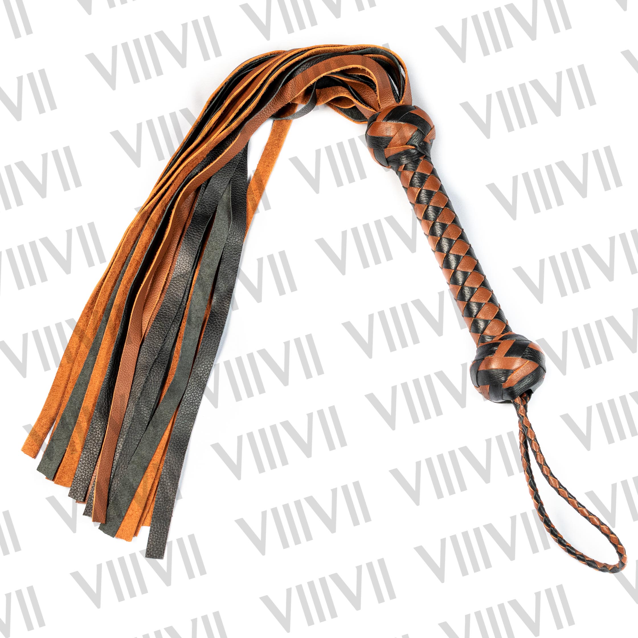 Real Cowhide Leather Flogger 25 Falls 18'' long BDSM Impact Whip, Thuddy Spanking Toy, Braided Handle Kink Gear, Handmade Discipline Tool