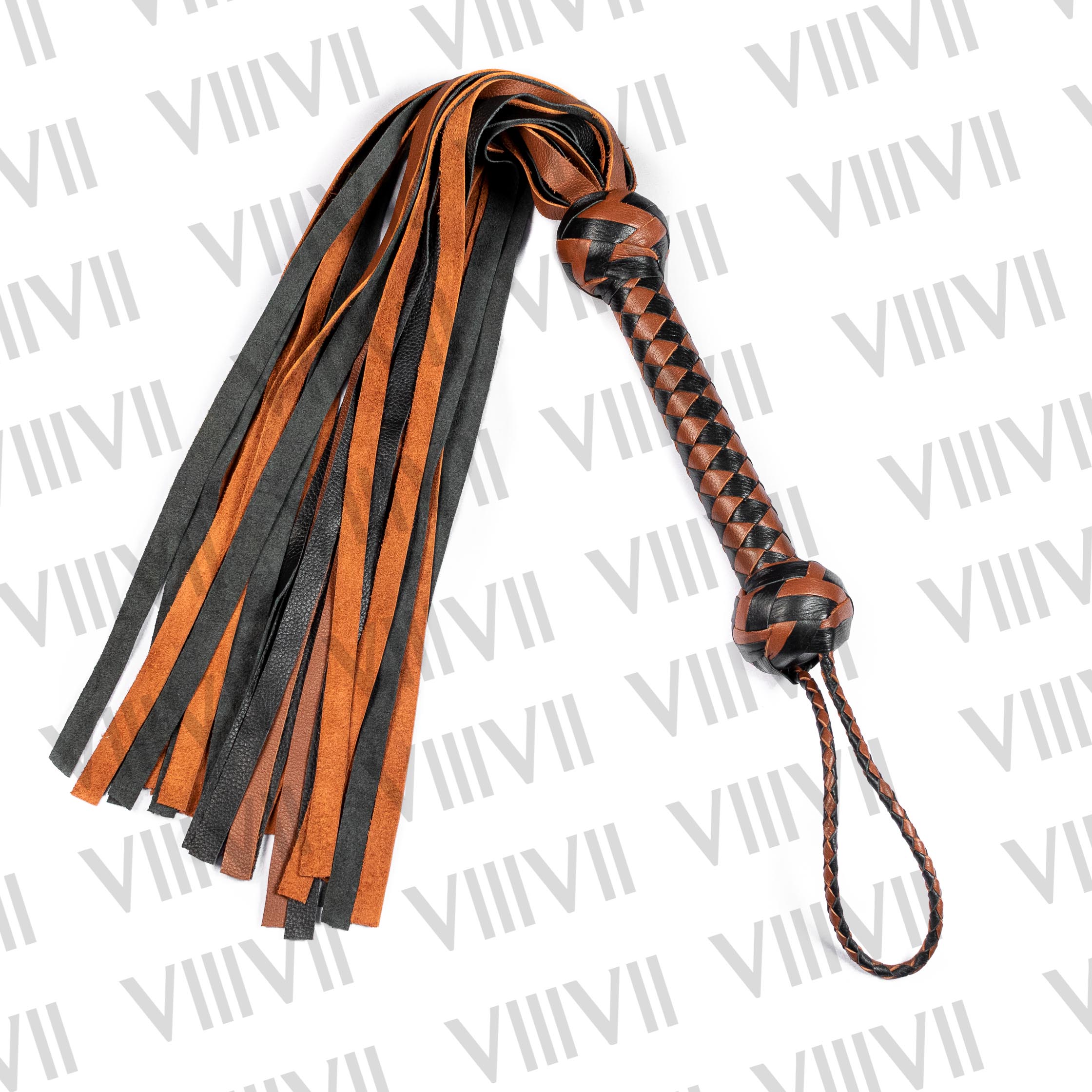 Real Cowhide Leather Flogger 25 Falls 18'' long BDSM Impact Whip, Thuddy Spanking Toy, Braided Handle Kink Gear, Handmade Discipline Tool