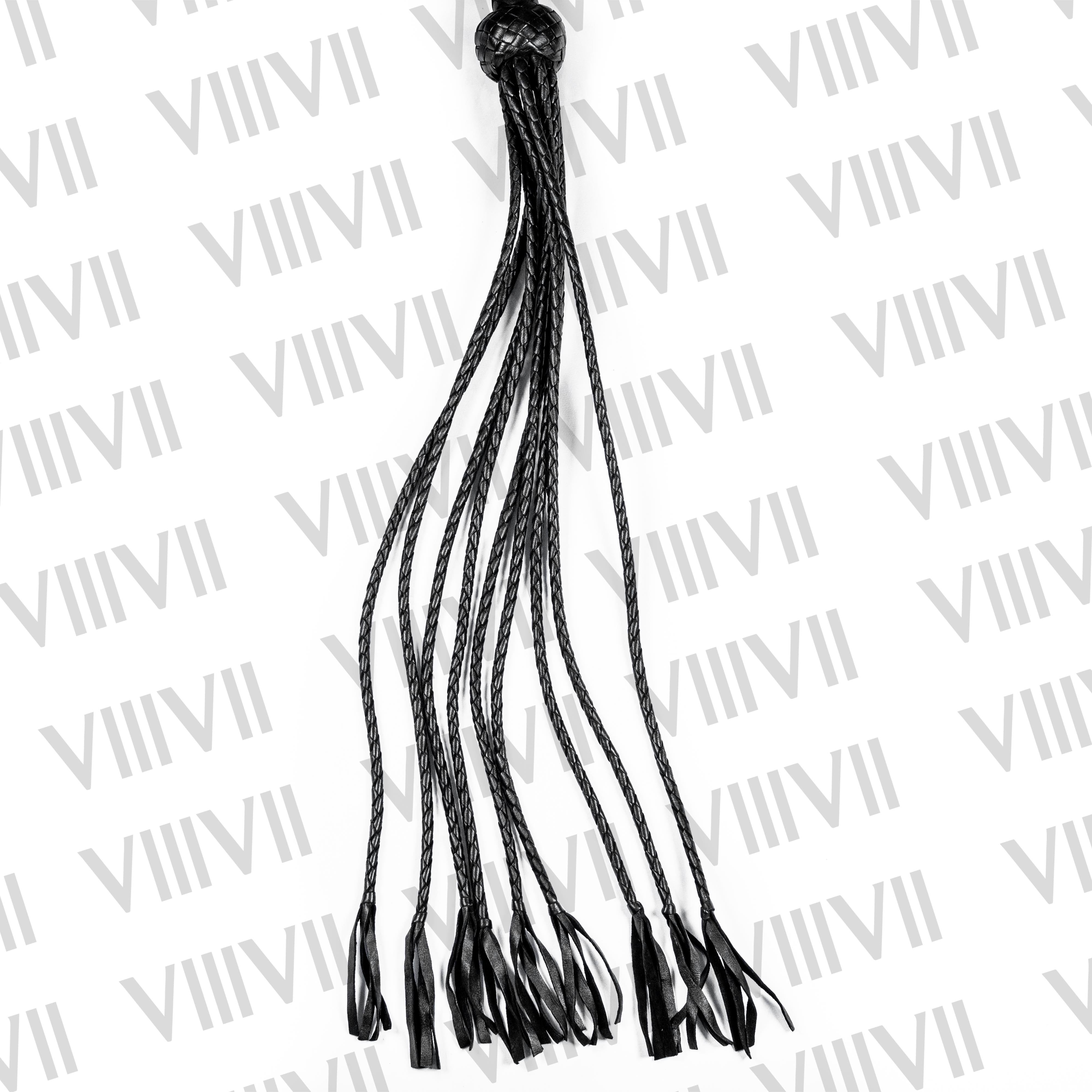 Genuine Cowhide Leather Flogger Cat O' Nine Braided Falls Heavy Duty  BDSM Impact Toy in black
