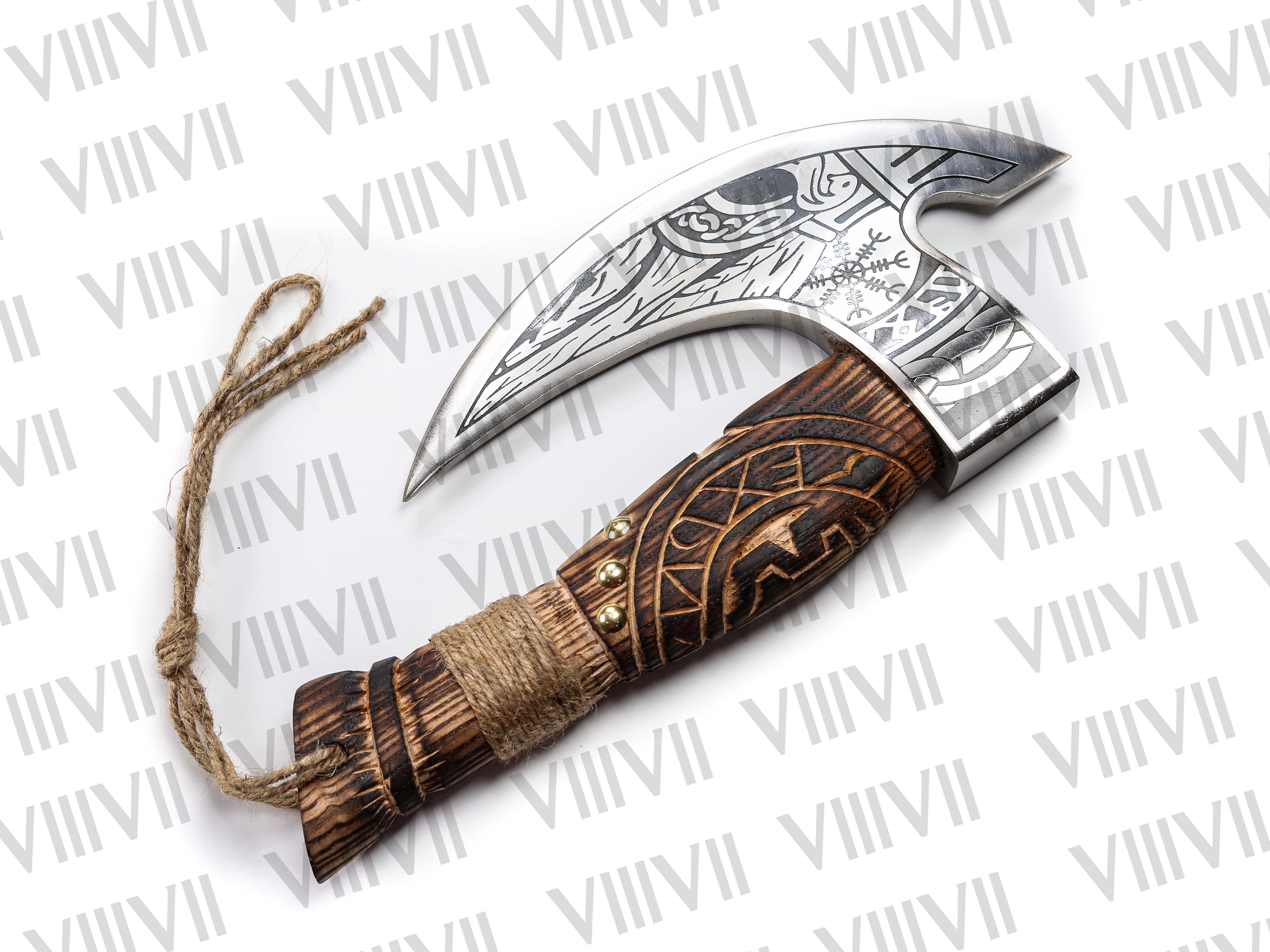 Viking Pizza Cutter Axe Hand Forged Pizza Axe for Him Personalized Gift for Dad Norse Steel Axe Father's Day Pizza Tool