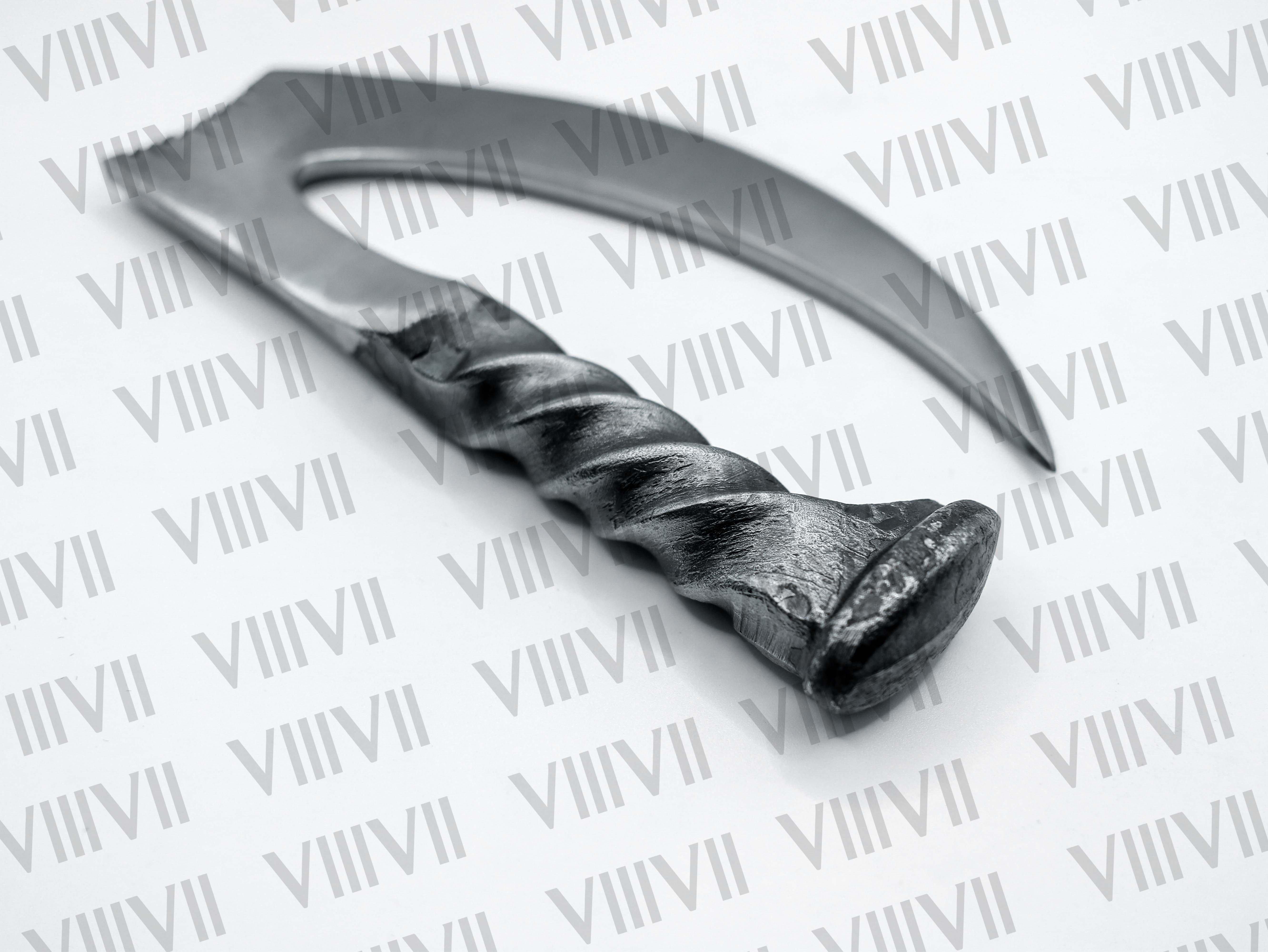 Rustic Railroad Spike Herb Chopper Handmade Kitchen Knife Chef Gift Forged Steel Blade Unique Cooking Tool