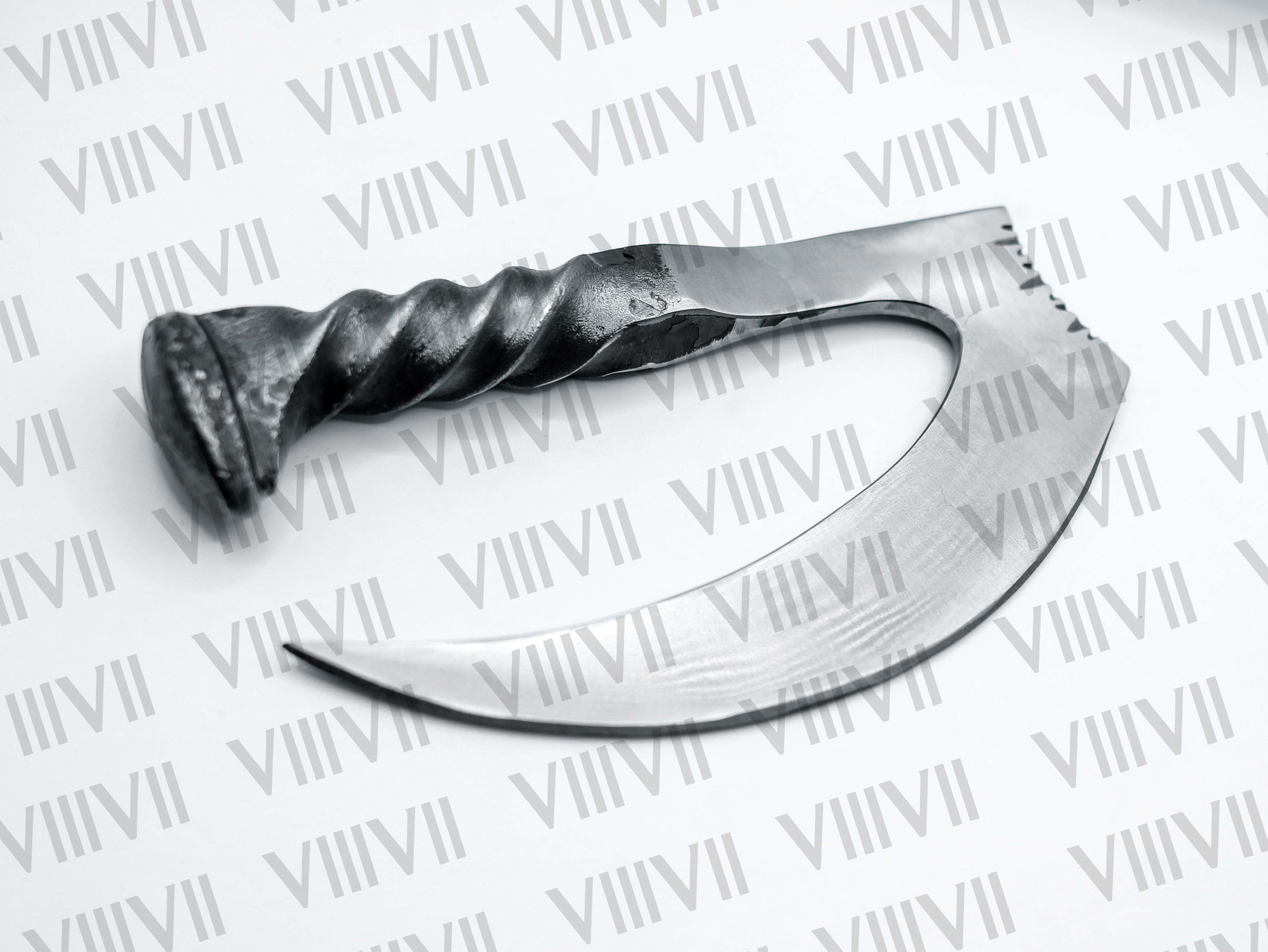 Rustic Railroad Spike Herb Chopper Handmade Kitchen Knife Chef Gift Forged Steel Blade Unique Cooking Tool