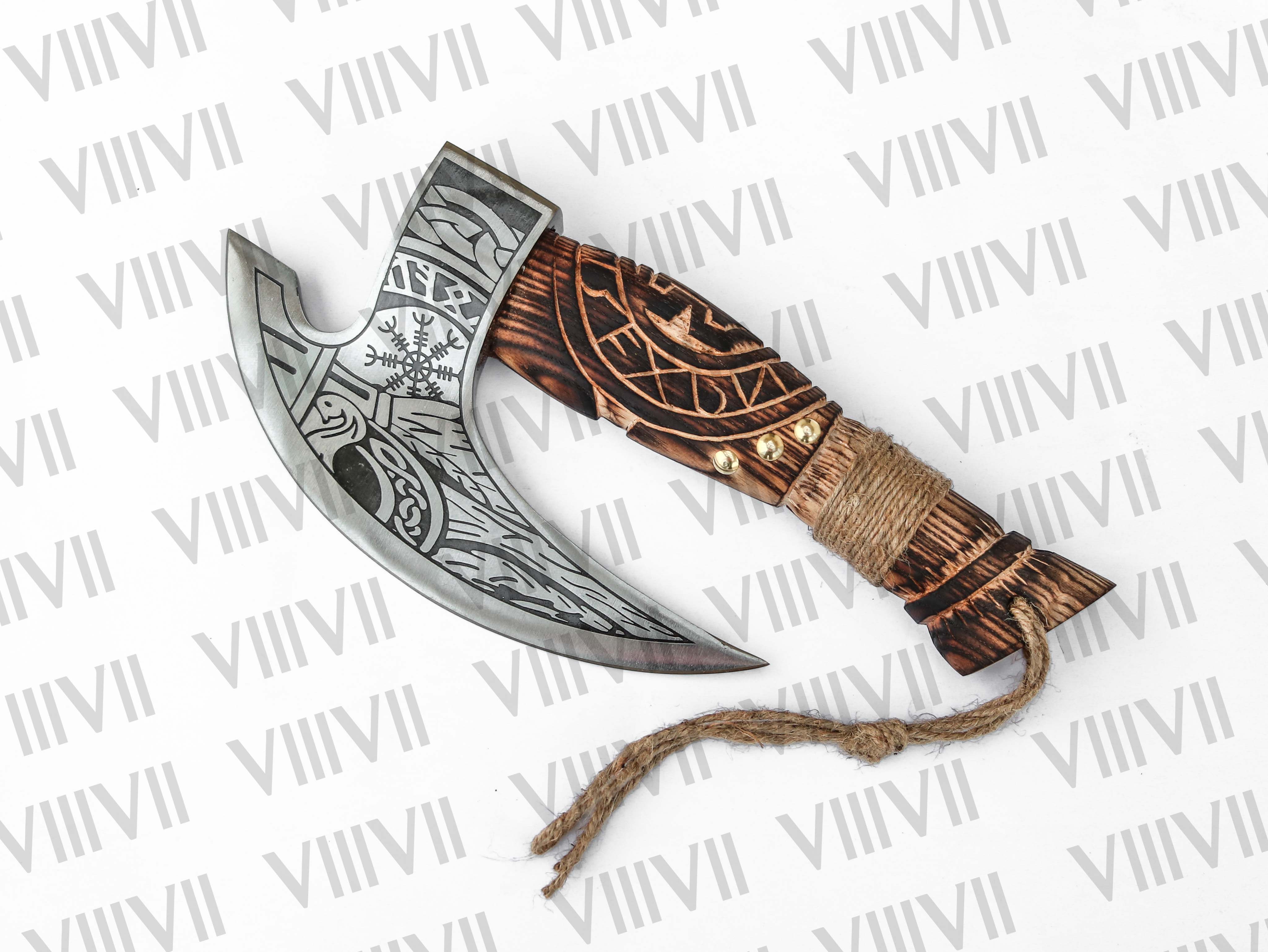 Viking Pizza Cutter Axe Hand Forged Pizza Axe for Him Personalized Gift for Dad Norse Steel Axe Father's Day Pizza Tool