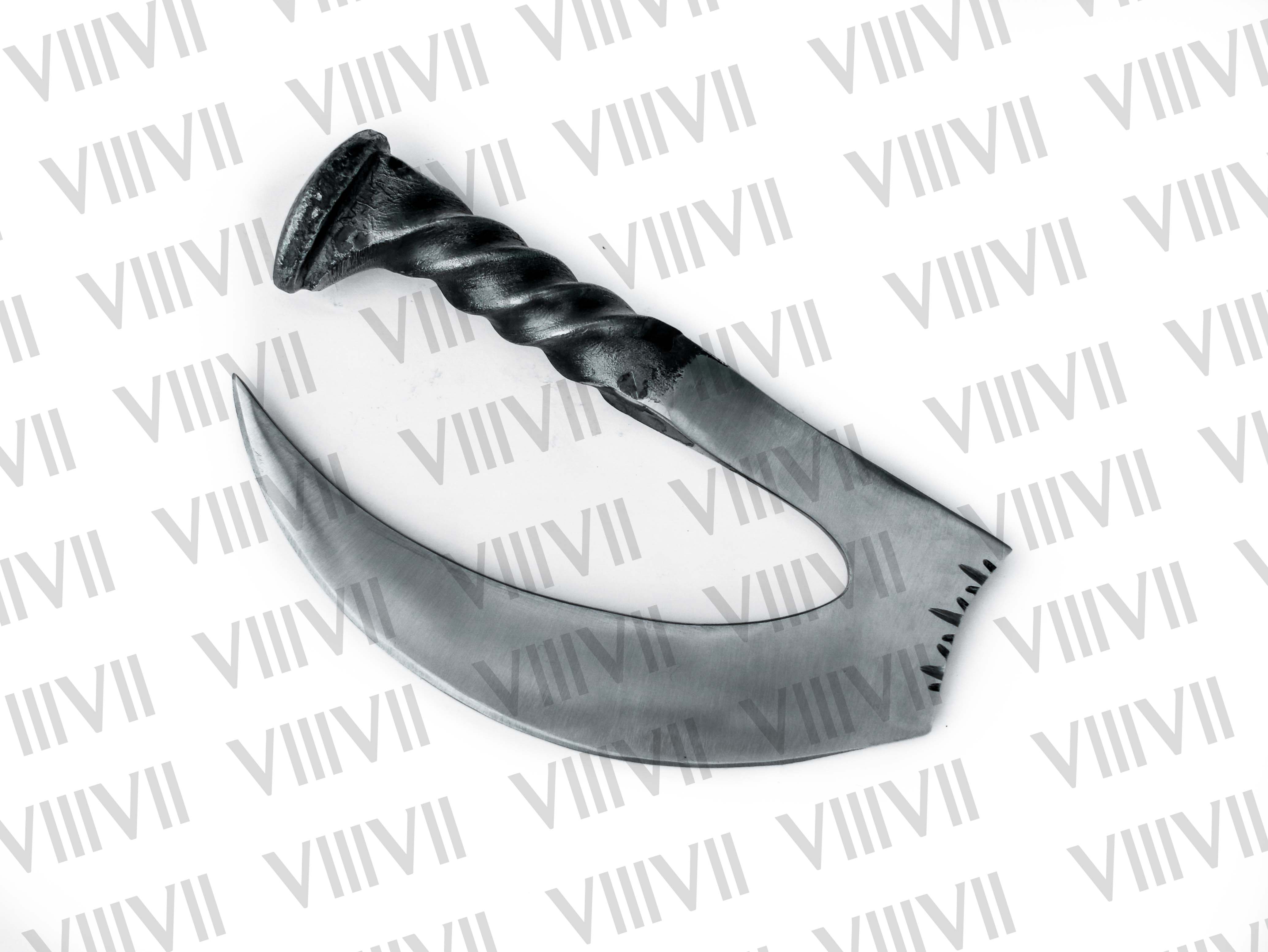 Rustic Railroad Spike Herb Chopper Handmade Kitchen Knife Chef Gift Forged Steel Blade Unique Cooking Tool