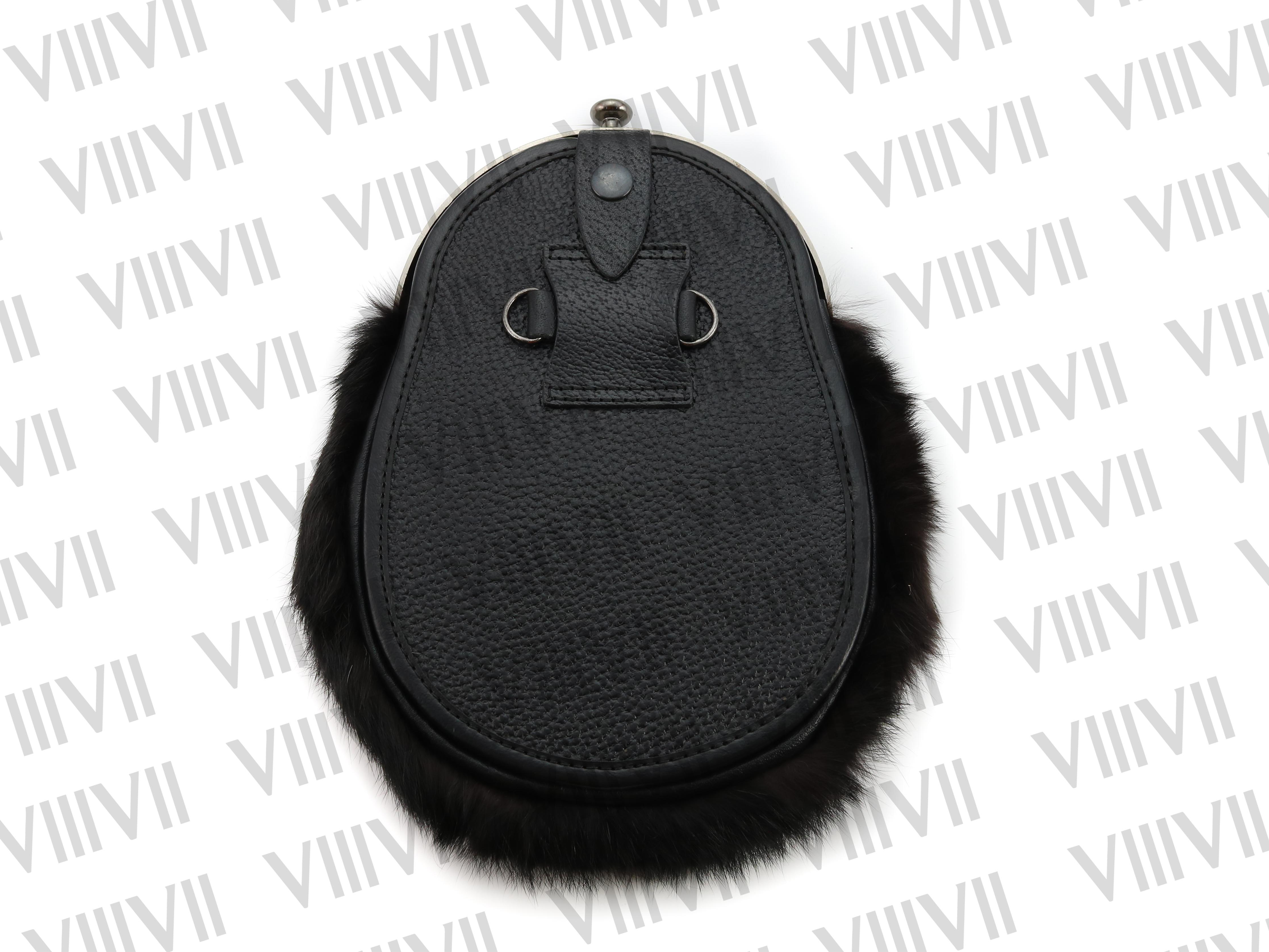 Scottish Antique Lion Rampant Black Rabbit Fur Sporran Full Dress Sporran for Tartan Kilt Outfit Traditional Scottish Accessory