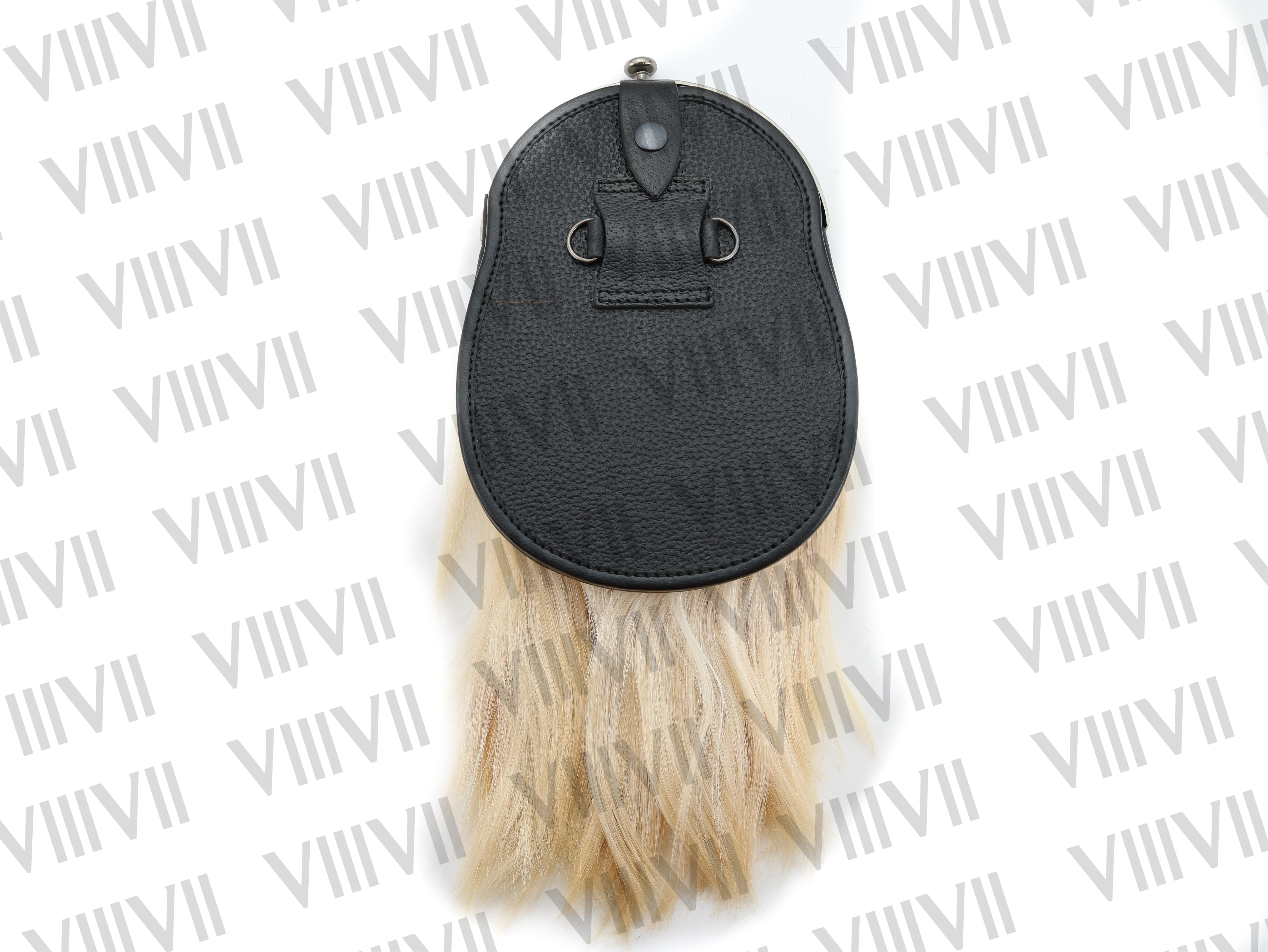 Scottish Goat Hair Sporran with Celtic Stag Antique Pewter Cantle Crafted in Genuine Leather Traditional Scottish Accessory