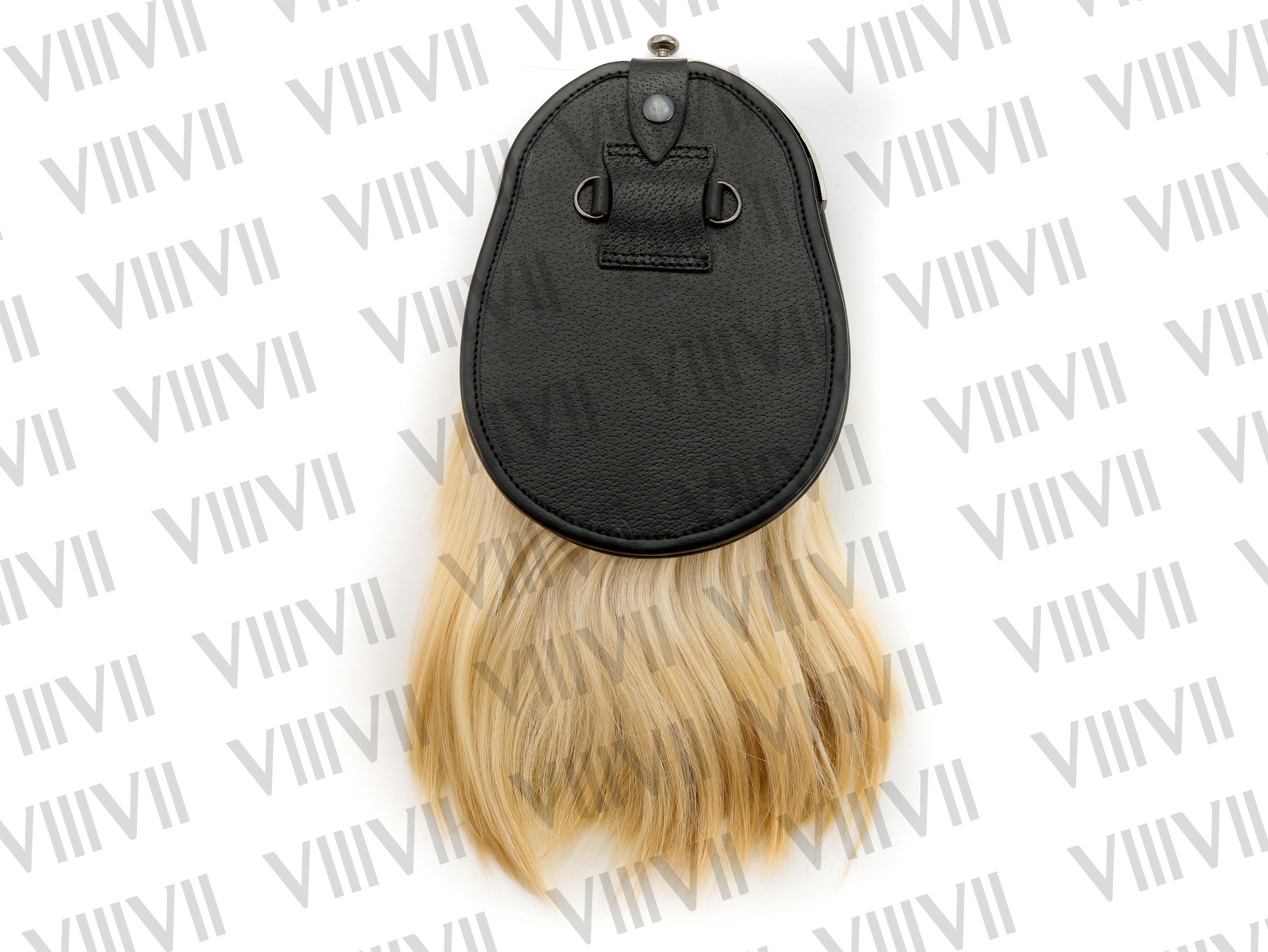 Scottish Sporran for Bag Piper Military Band Antique Thistle Pewter Cantle with Scottish Goat Hair Kilt Accessory, Traditional Highland Gift