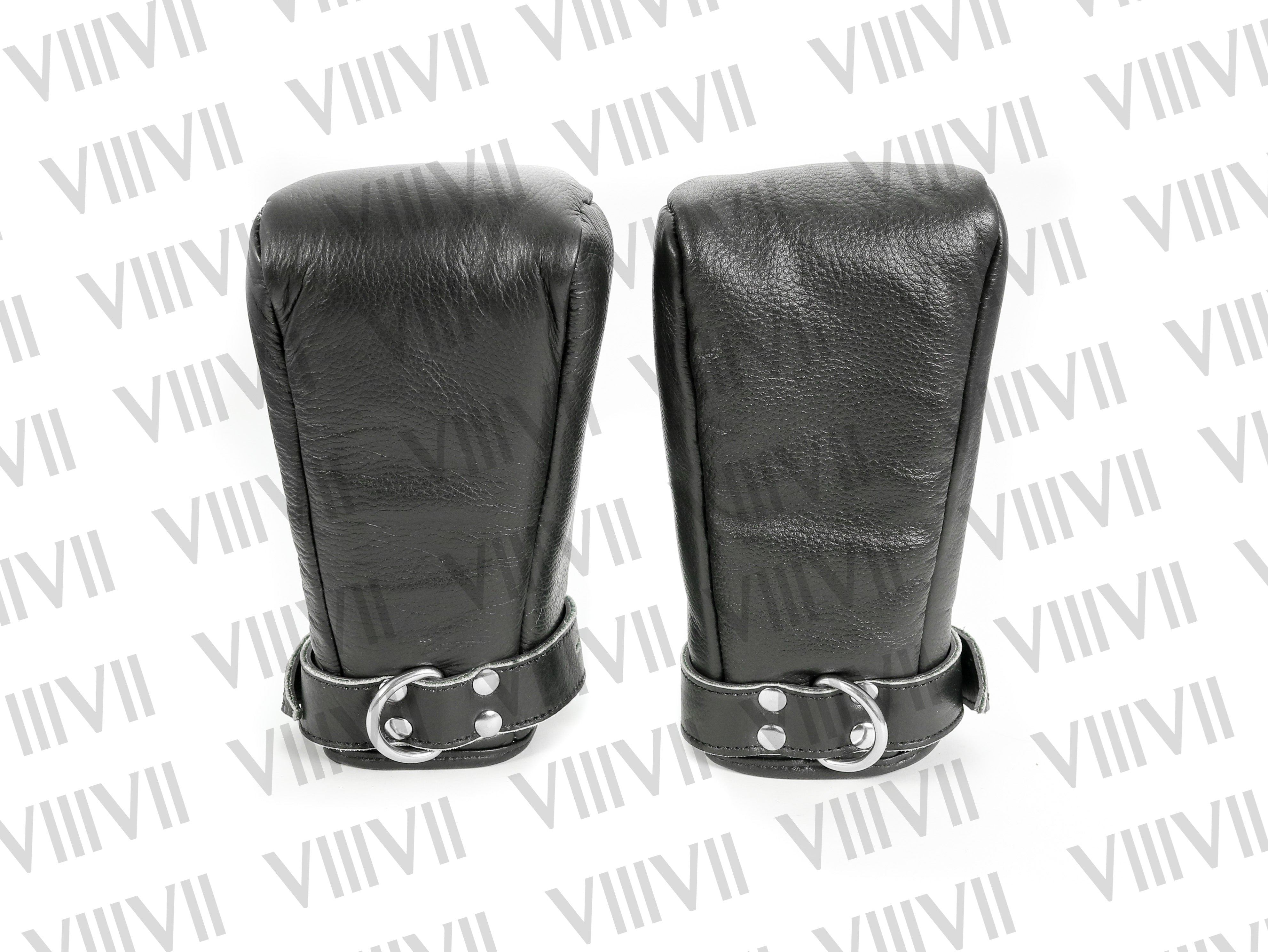 Real Leather Padded Fist Mitts Gloves – 2-Piece Restraint Set, Lockable Bondage Gloves for BDSM, Secure Handcuffs, Adult Play Accessories
