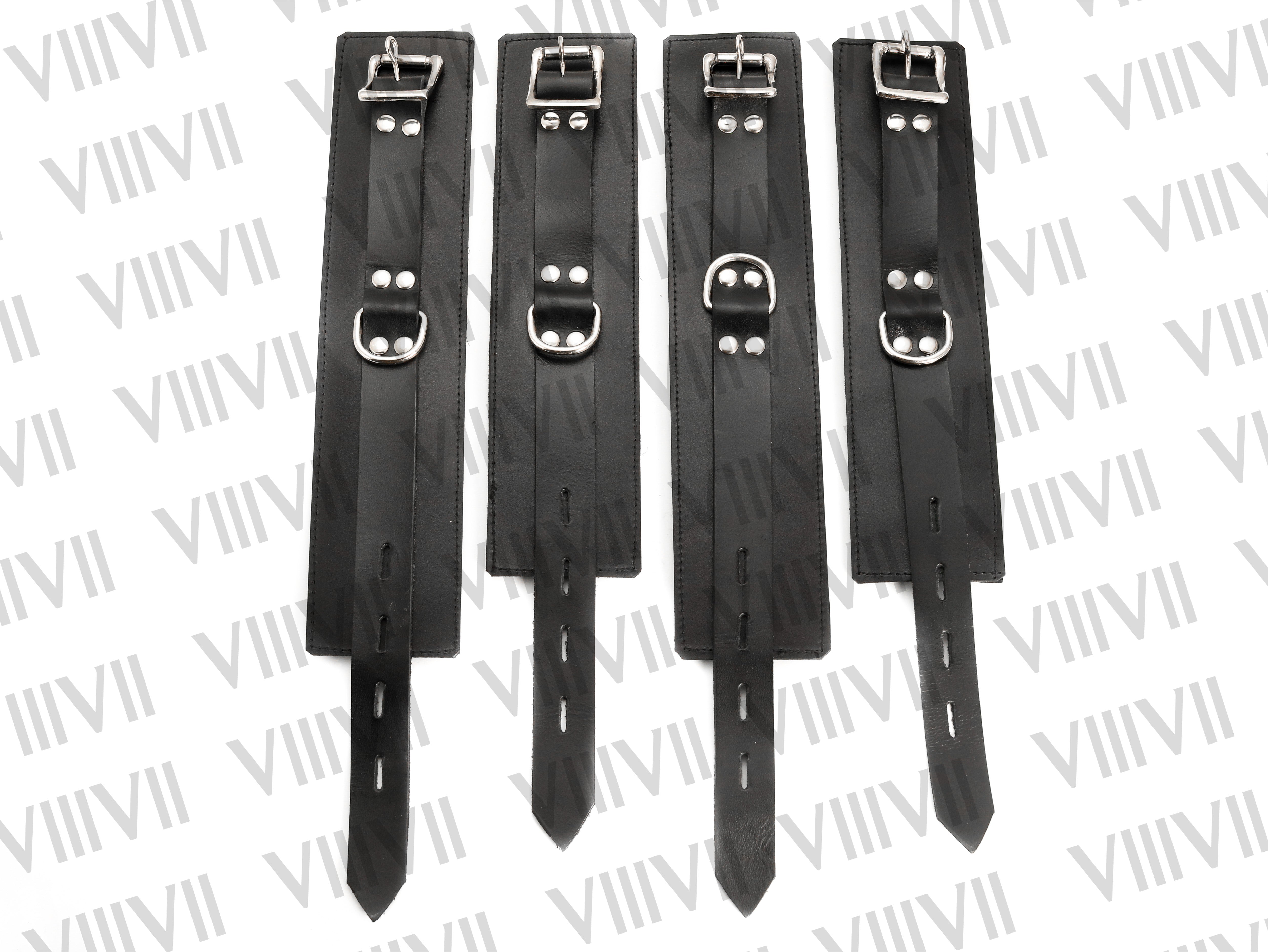 Genuine Leather Wrist Ankle Bondage Cuffs Set, Lockable BDSM Restraints, Fetish Restraint Cuffs for Submissive Play Roleplay