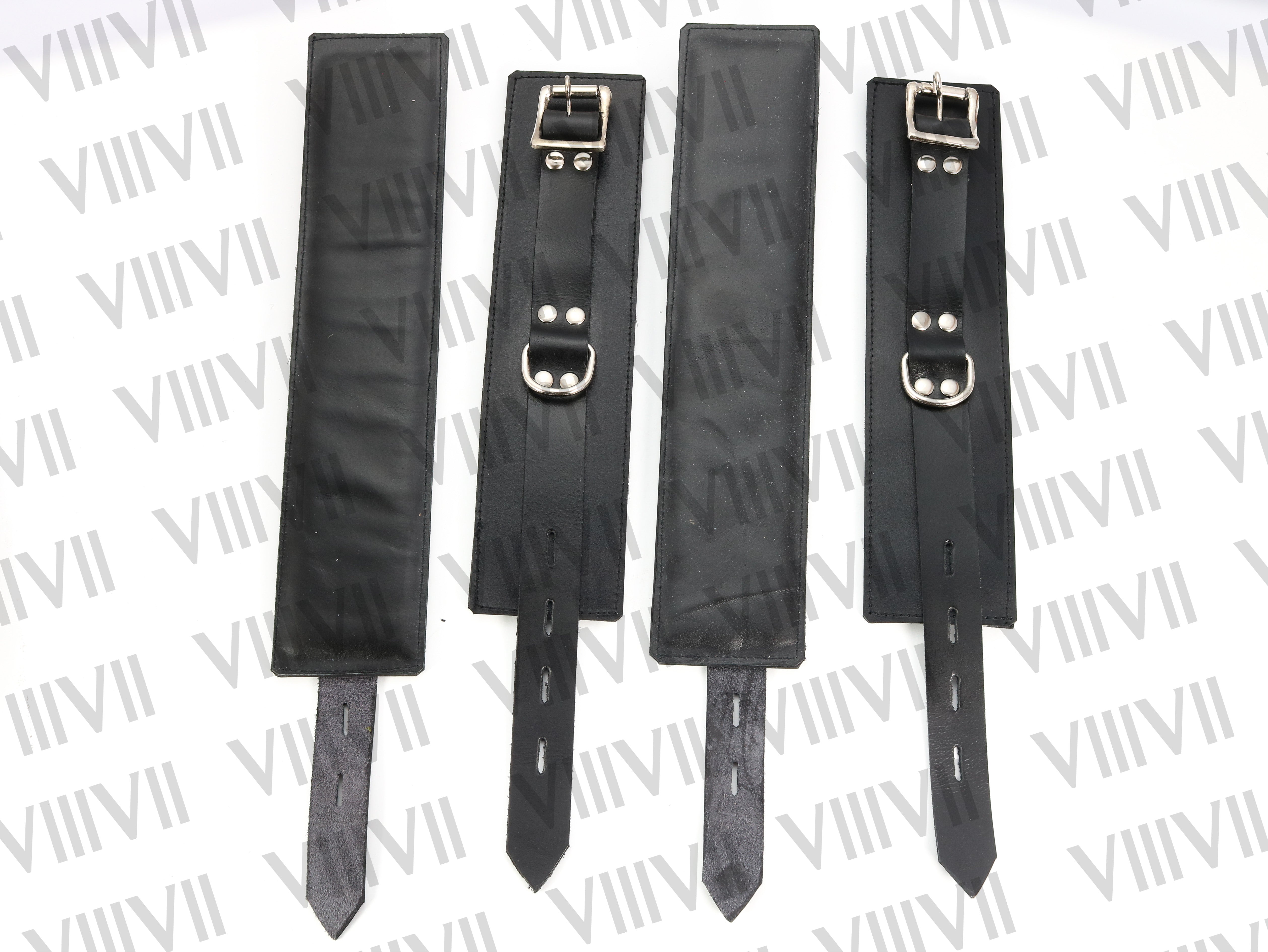 Genuine Leather Wrist Ankle Bondage Cuffs Set, Lockable BDSM Restraints, Fetish Restraint Cuffs for Submissive Play Roleplay