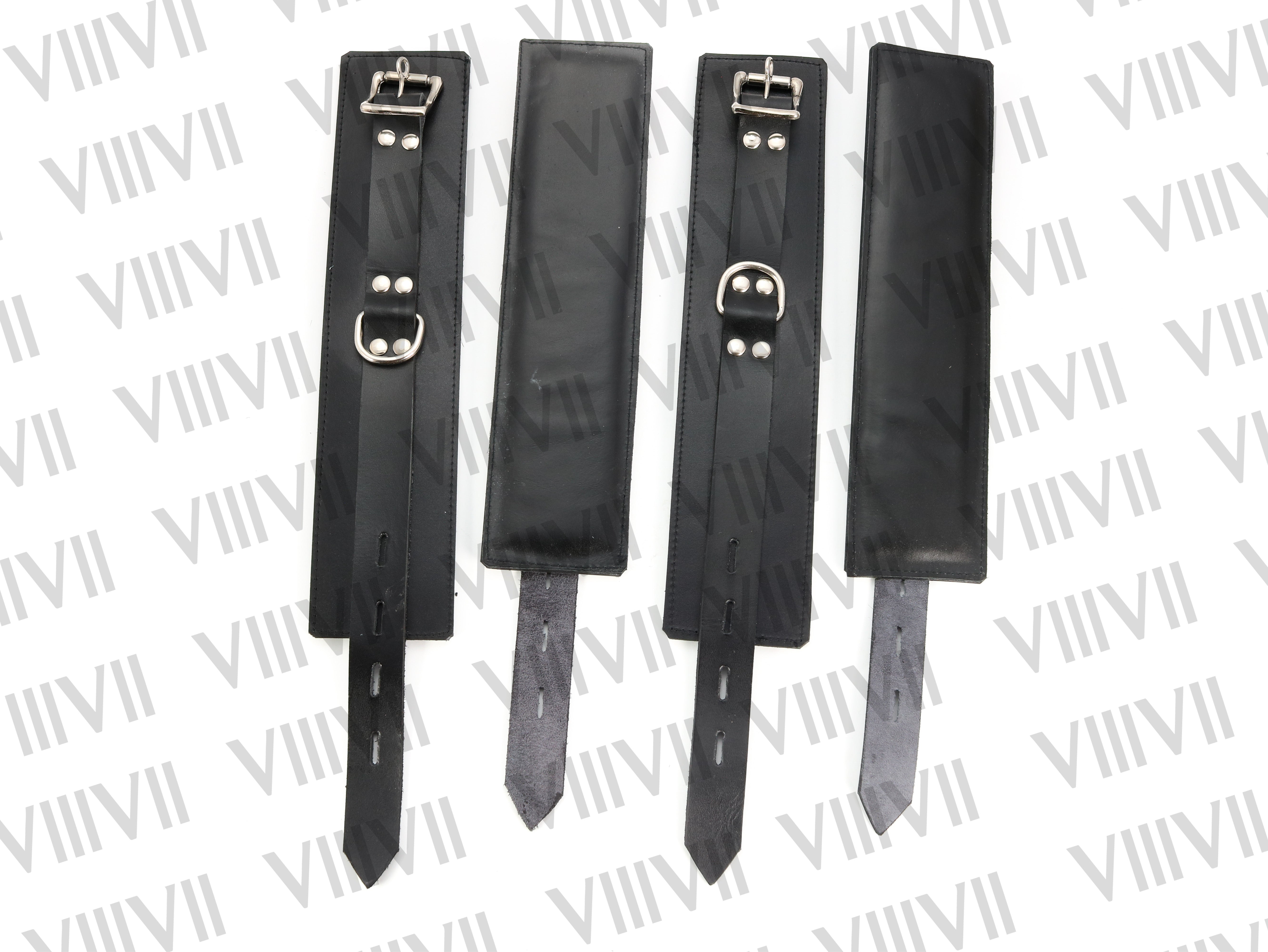 Genuine Leather Wrist Ankle Bondage Cuffs Set, Lockable BDSM Restraints, Fetish Restraint Cuffs for Submissive Play Roleplay