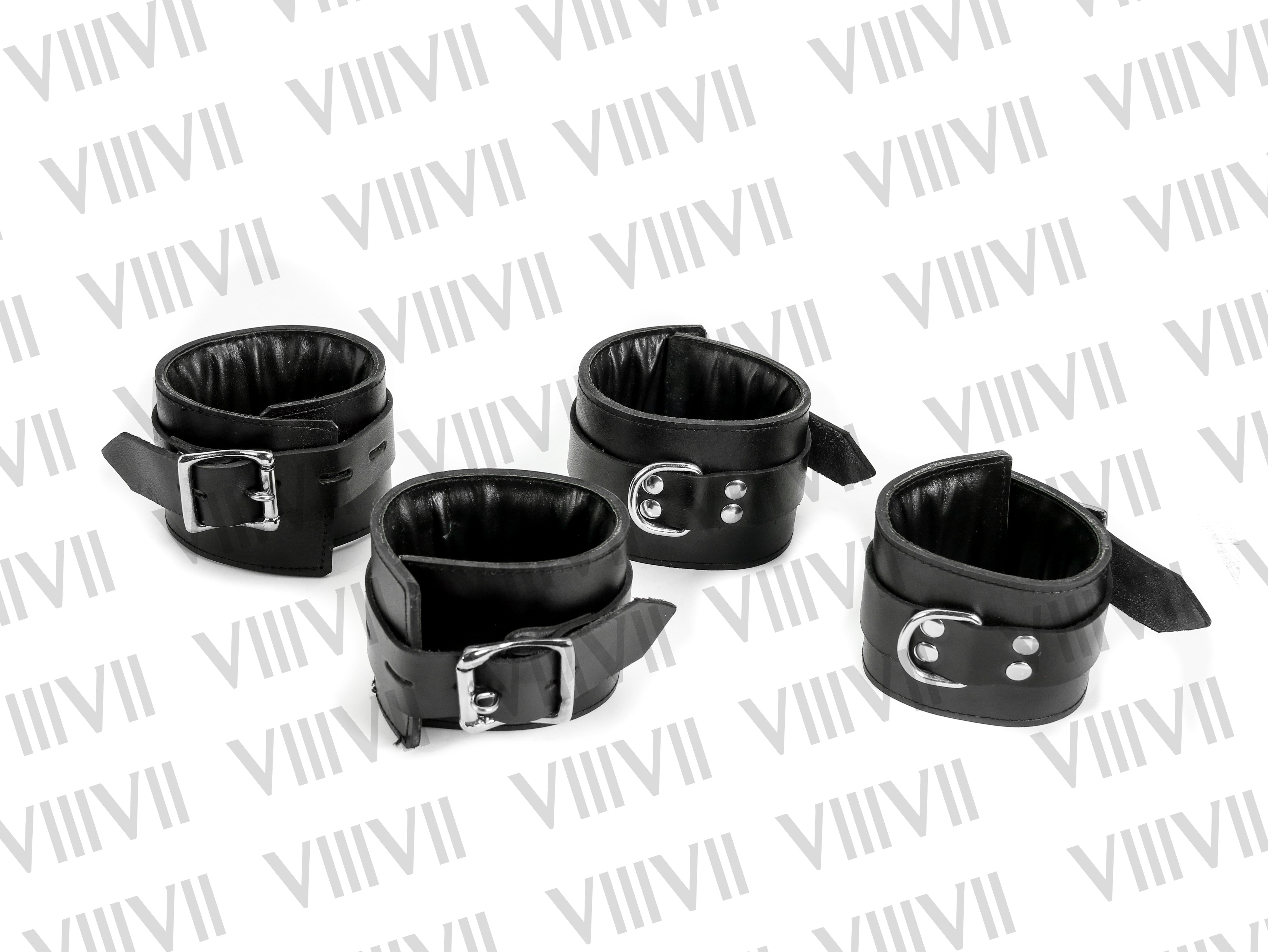 Genuine Leather Wrist Ankle Bondage Cuffs Set, Lockable BDSM Restraints, Fetish Restraint Cuffs for Submissive Play Roleplay